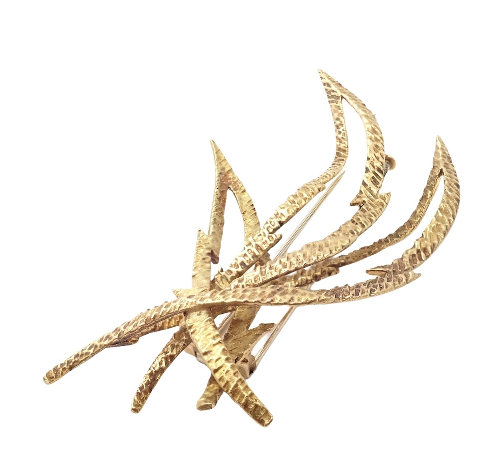 Rare Authentic Vintage Hermes Paris 18k Yellow Gold Starburst Comet Brooch Pin | Fortrove
