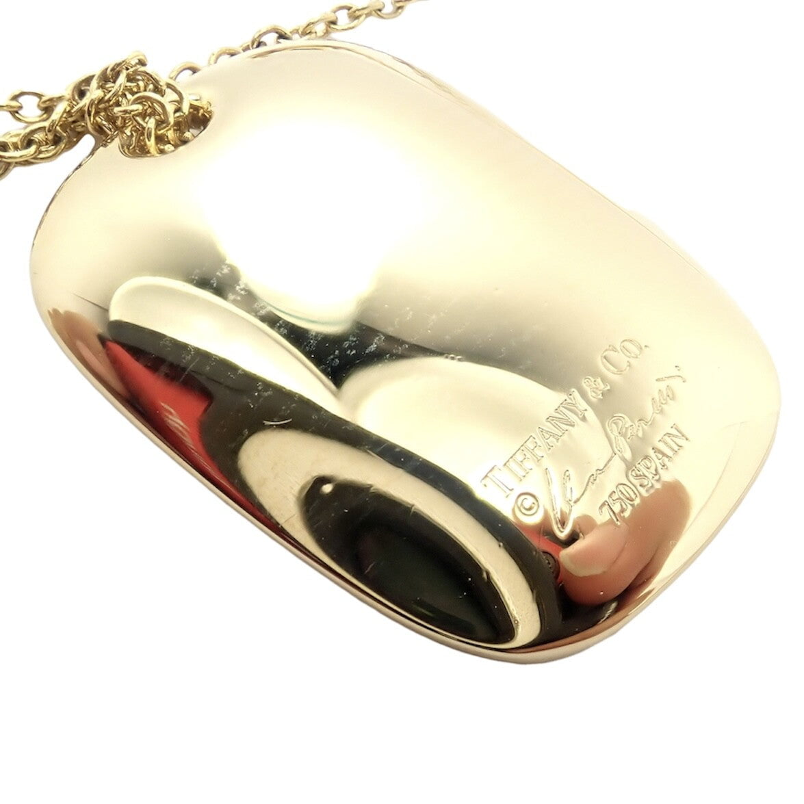 Tiffany & Co. Jewelry & Watches:Fine Jewelry:Necklaces & Pendants Tiffany & Co 18k Yellow Gold Rectangle Concave Disc ID Necklace