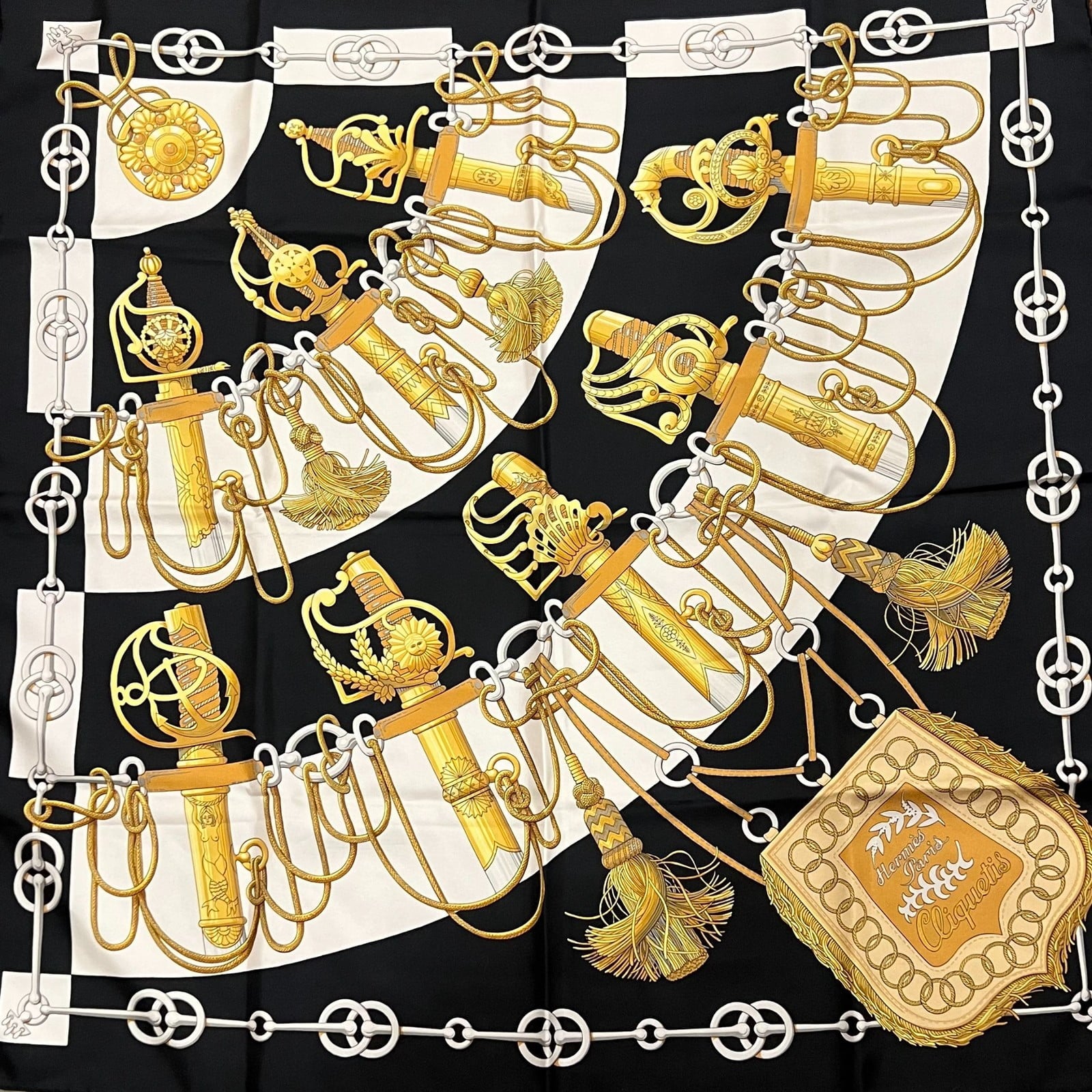Hermes Clothing, Shoes & Accessories:Women:Women's Accessories:Scarves & Wraps AUTHENTIC! HERMES Cliquetis 90cm Silk Scarf