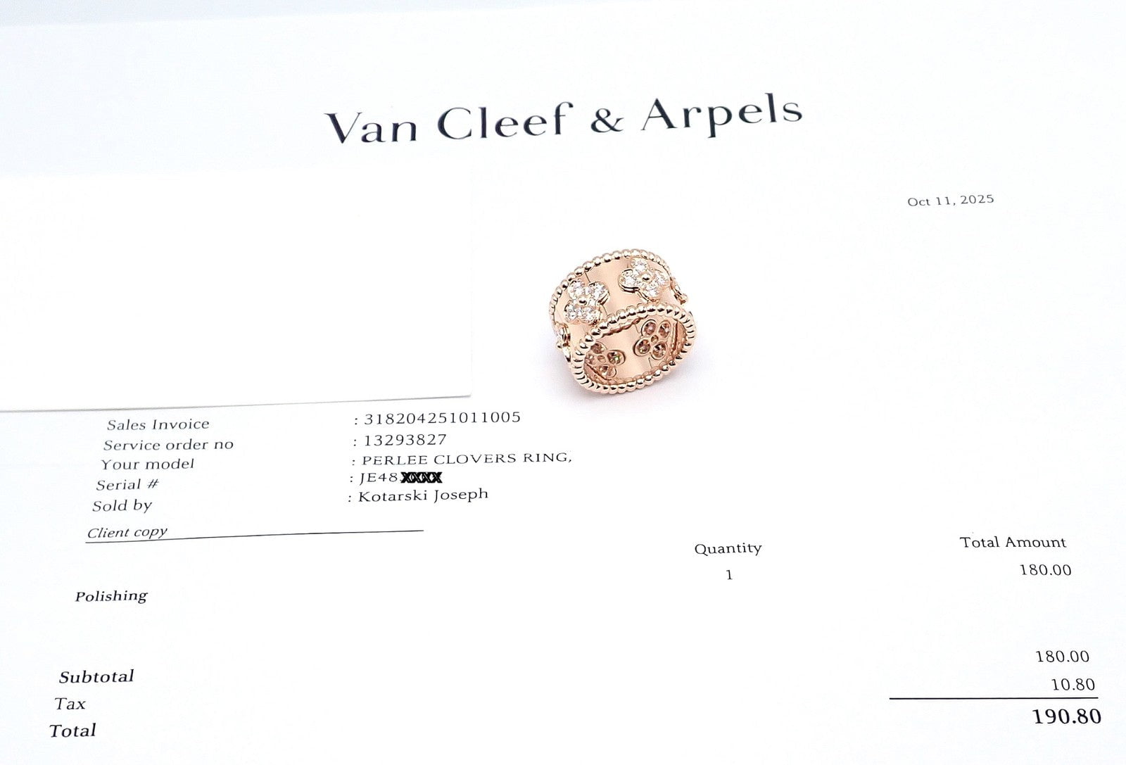 Van Cleef & Arpels Jewelry & Watches:Fine Jewelry:Rings Authentic! Van Cleef & Arpels 18k Rose Gold Diamond Clovers Band Ring Size 50