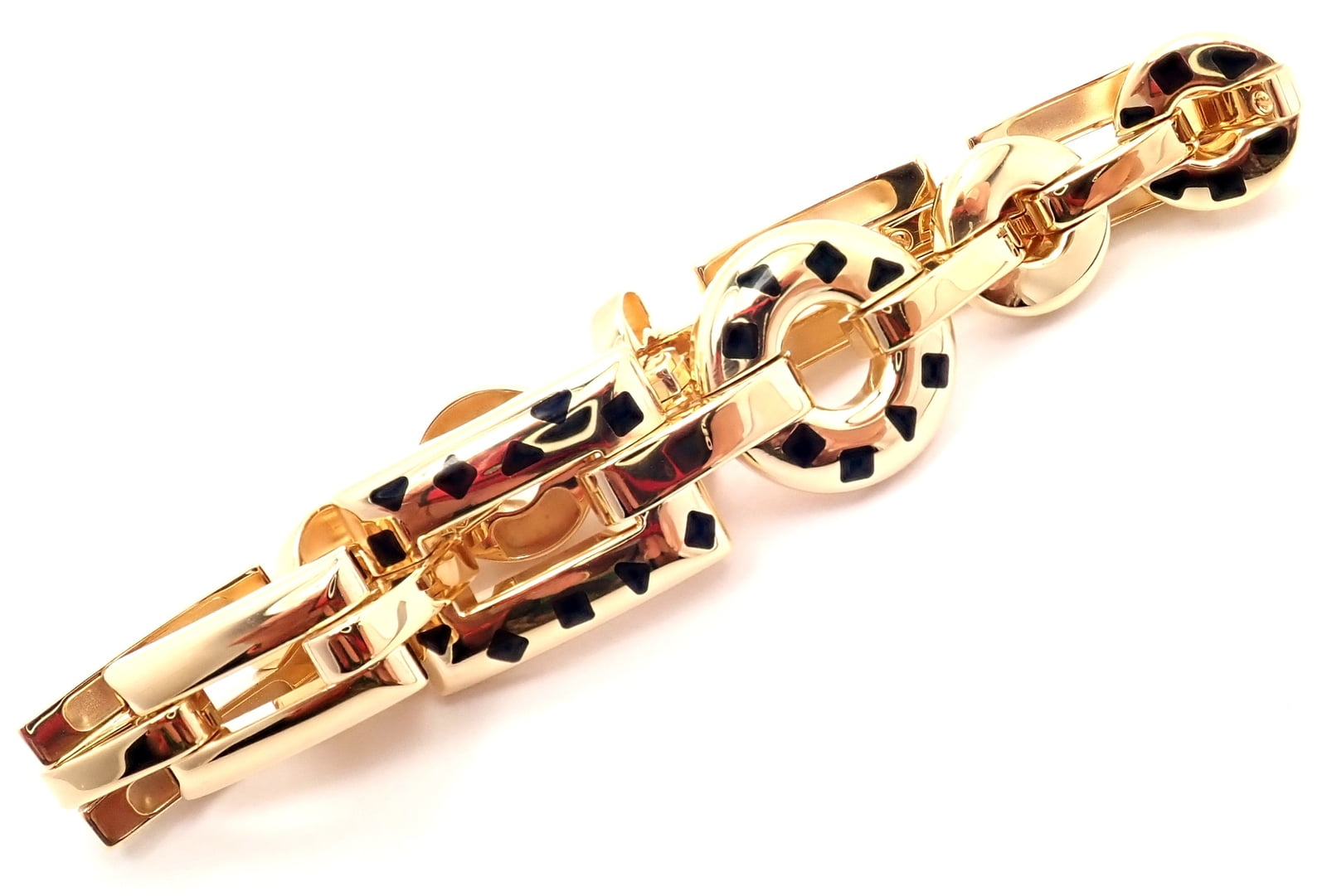 Cartier Jewelry & Watches:Fine Jewelry:Bracelets & Charms Rare! Authentic Cartier Panthere 18k Gold Black Lacquer Spot Link Bracelet Paper