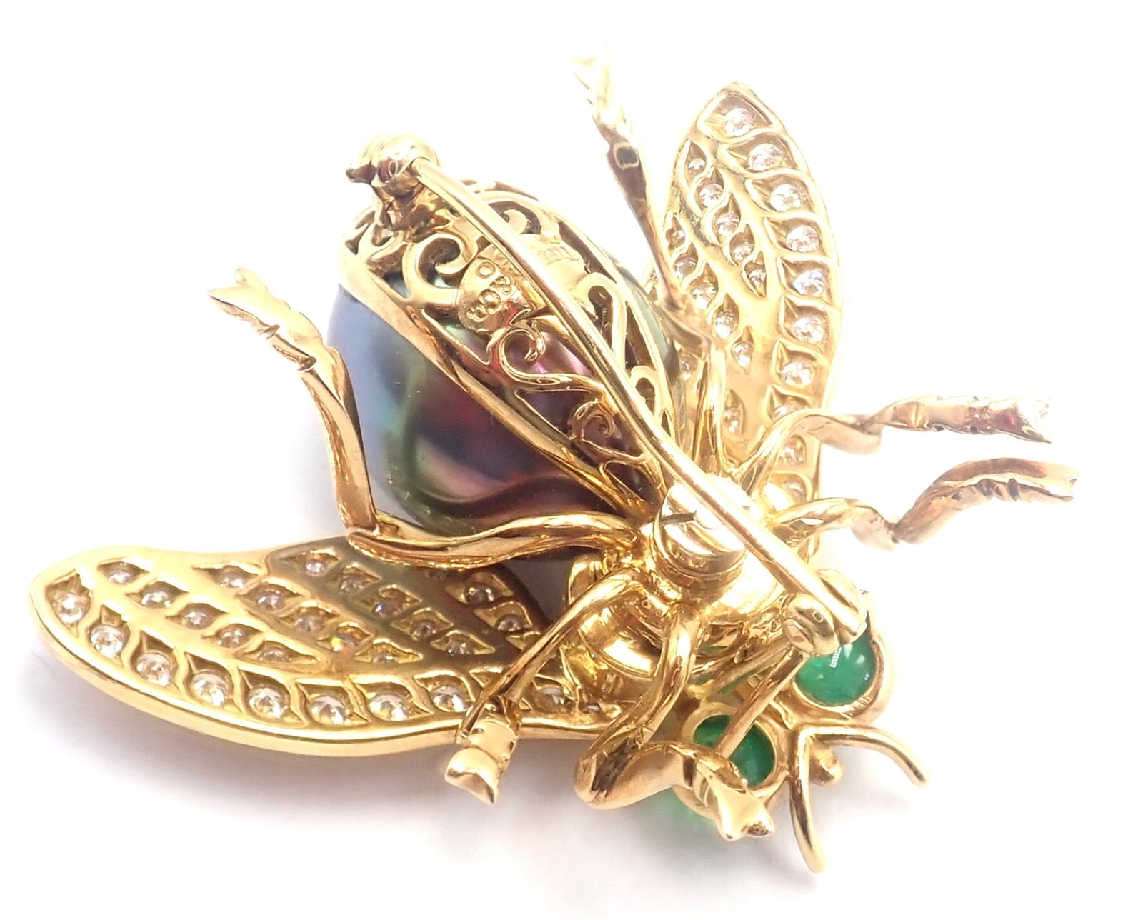 Tiffany & Co. Jewelry & Watches:Fine Jewelry:Brooches & Pins Tiffany & Co 18k Gold Diamond Tahitian Pearl Tanzanite Emerald Fly Pin Brooch