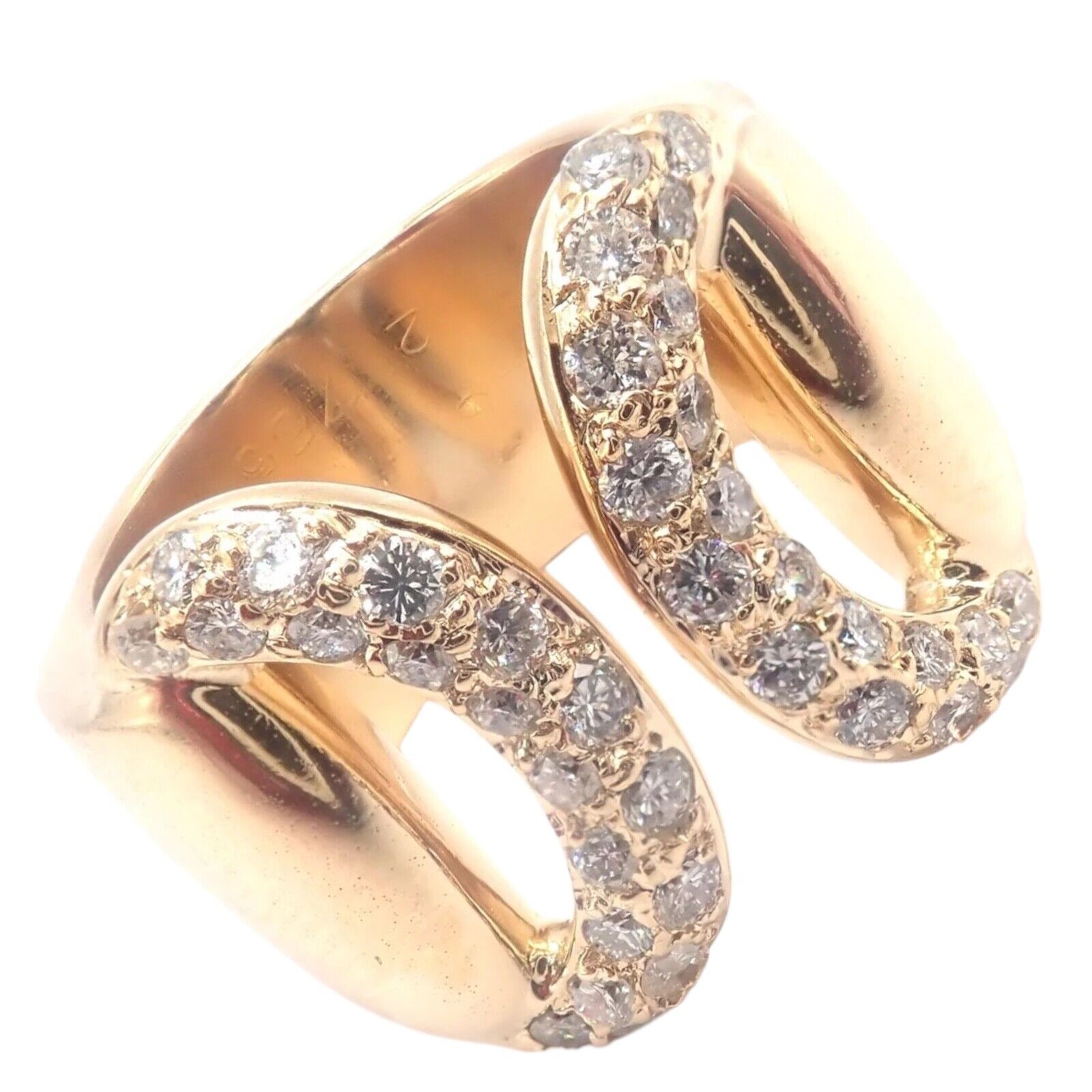 Hermes Jewelry & Watches:Fine Jewelry:Rings Authentic! Hermes 18k Yellow Gold Diamond Horse bit Wide Band Ring