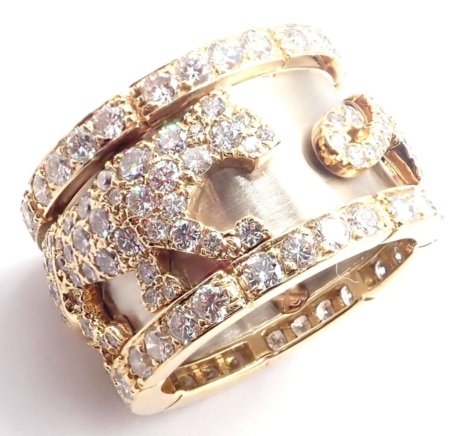 Cartier Jewelry & Watches:Fine Jewelry:Rings Cartier Mahango Walking Panthere 18k Yellow White Gold Diamond Band Ring