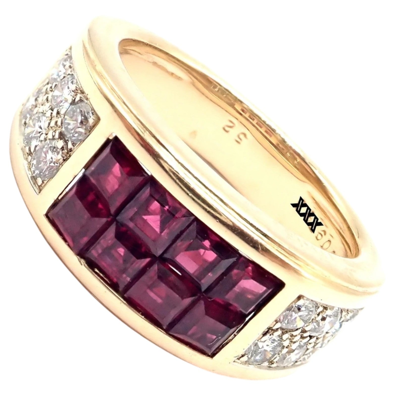 Authentic Cartier Diabolo 18k Yellow Gold Diamond Invisible Ruby Band Ring | Fortrove