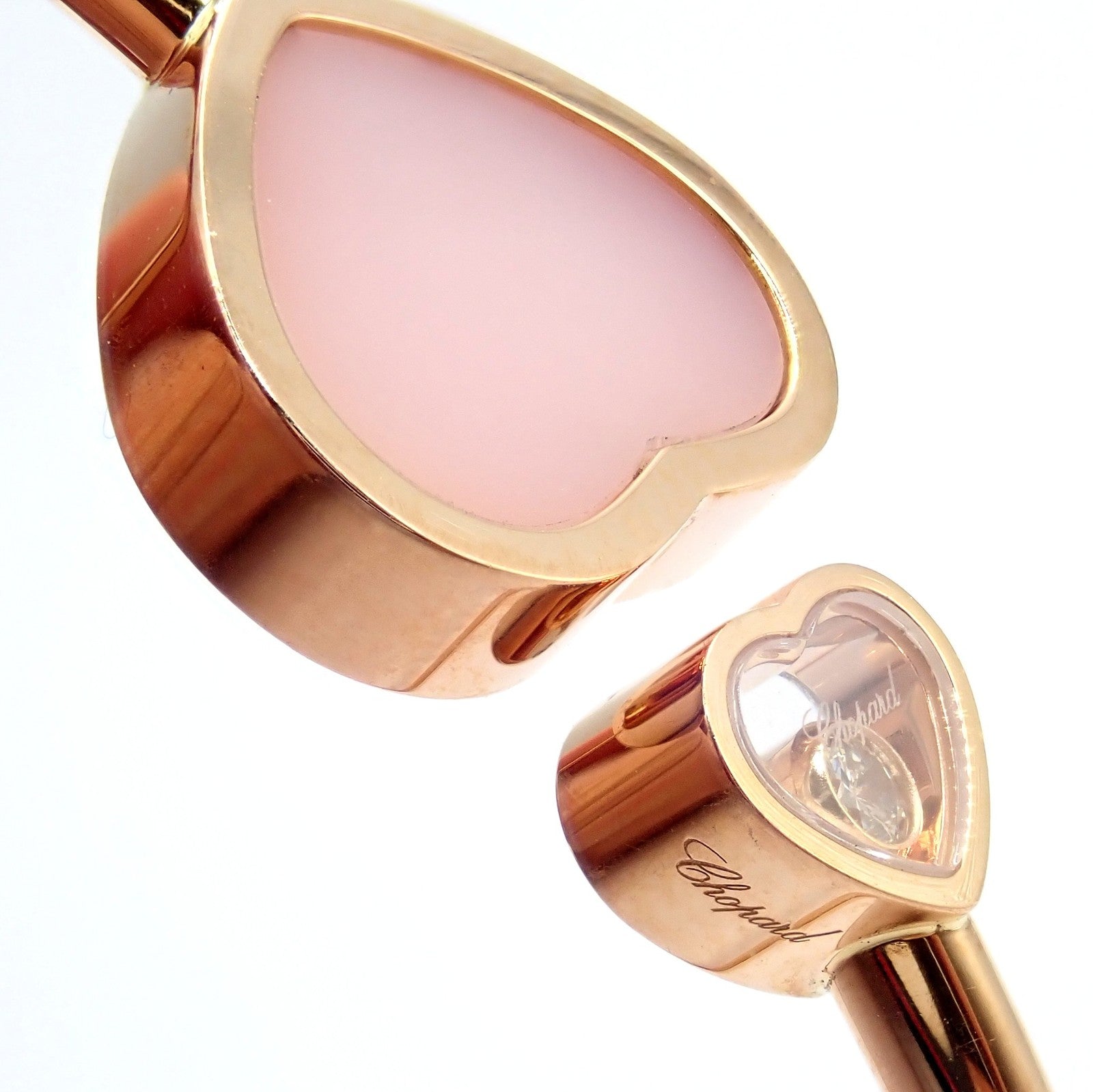 Chopard Jewelry & Watches:Fine Jewelry:Bracelets & Charms Rare! Chopard 18k Rose Gold Happy Hearts Diamond Pink Opal Bracelet