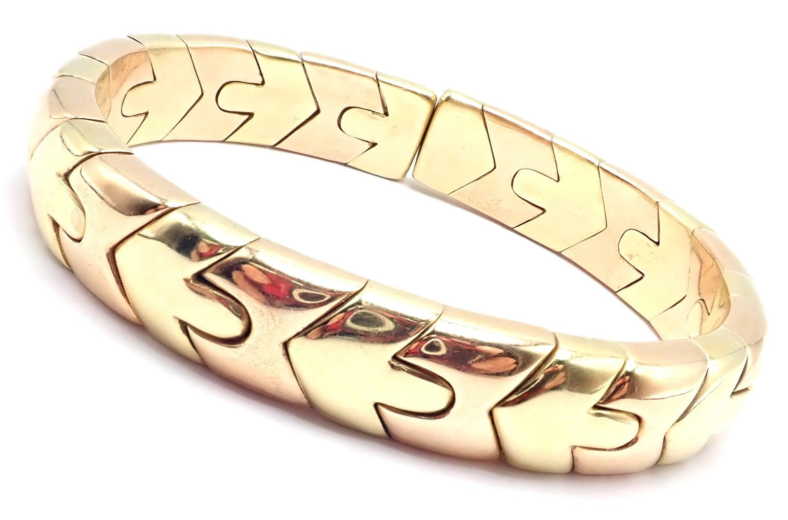 Authentic! Bulgari Bvlgari Alveare 18k Yellow & Rose Gold Bangle Cuff Bracelet | Fortrove