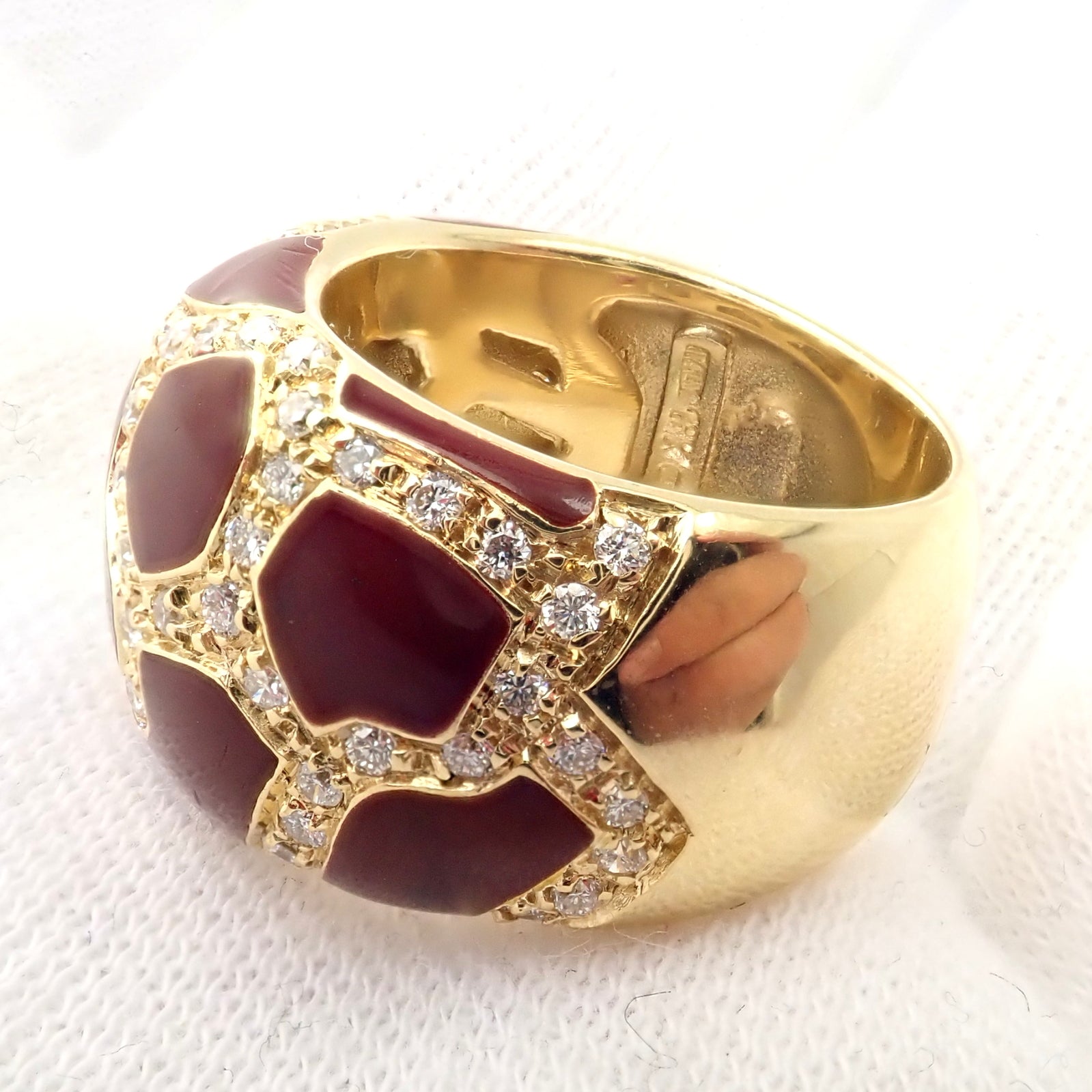 Authentic! Roberto Coin Giraffe 18k Yellow Gold Enamel Diamond Ring | Fortrove