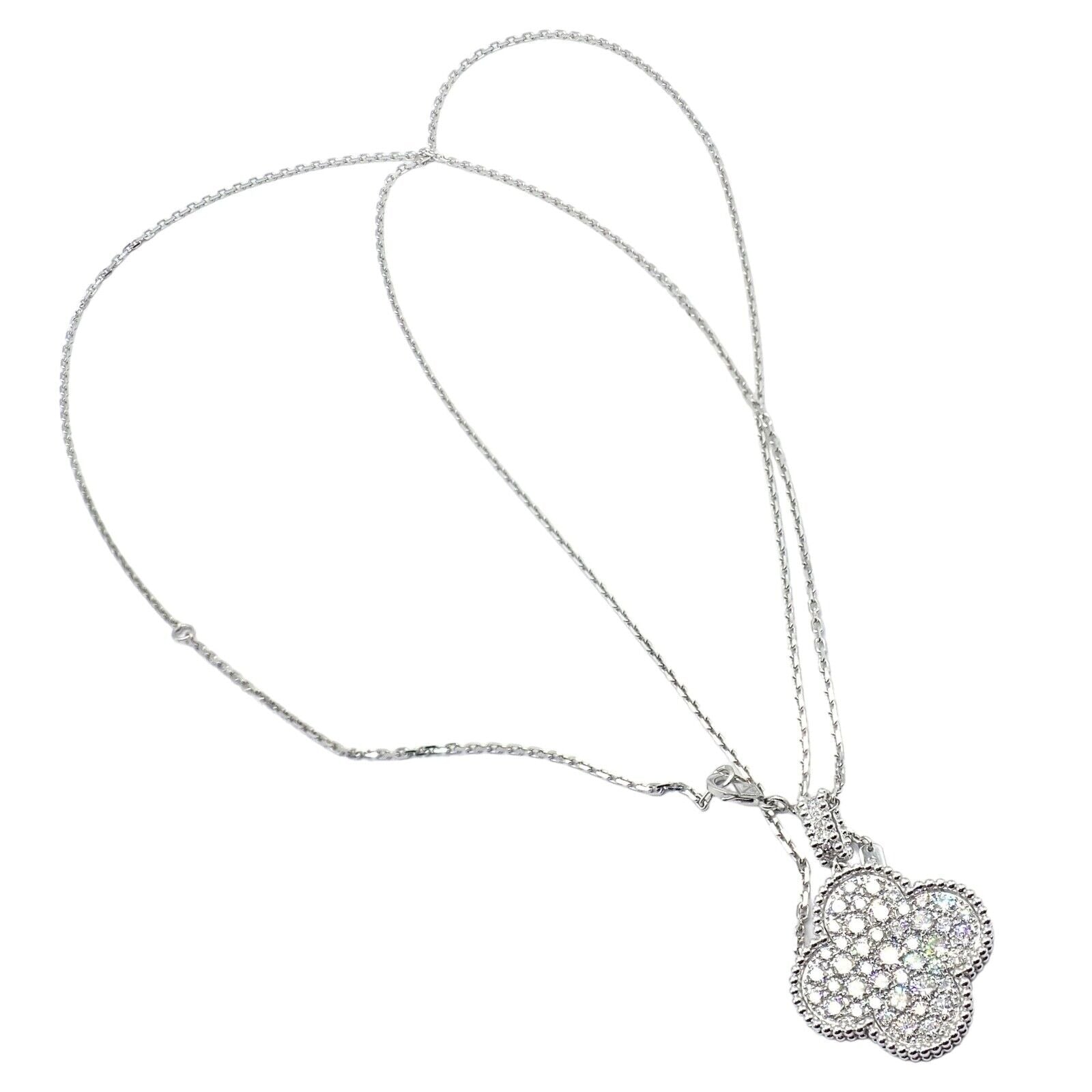 Van Cleef & Arpels Jewelry & Watches:Fine Jewelry:Necklaces & Pendants Van Cleef & Arpels Magic Alhambra 18k White Gold Diamond 1 Motif Long Necklace