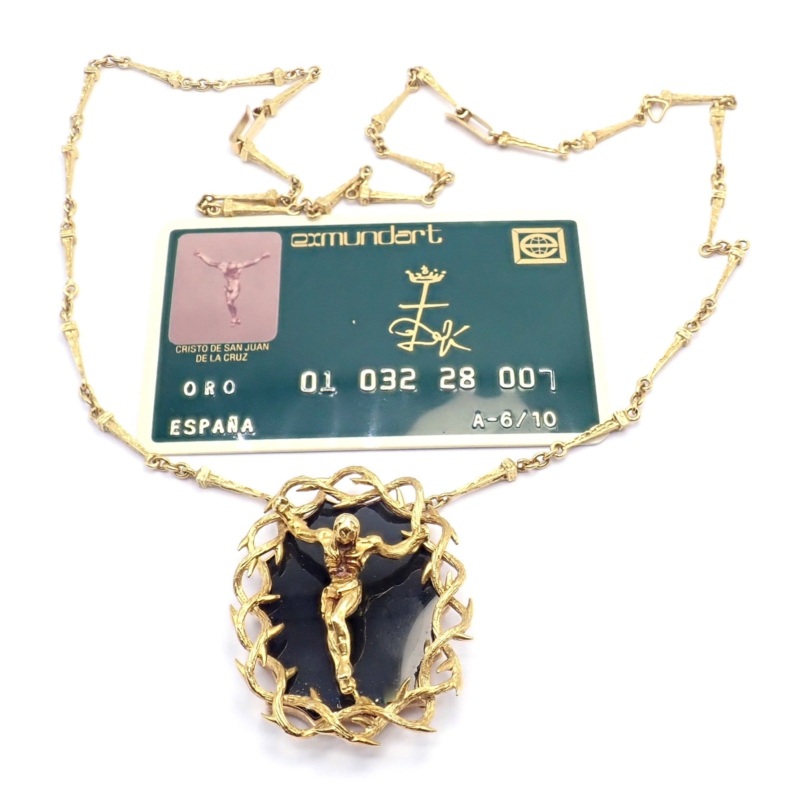 Salvador Dali 18k Gold Black Onyx Christ Saint John Cross Bracelet Necklace Cert | Fortrove