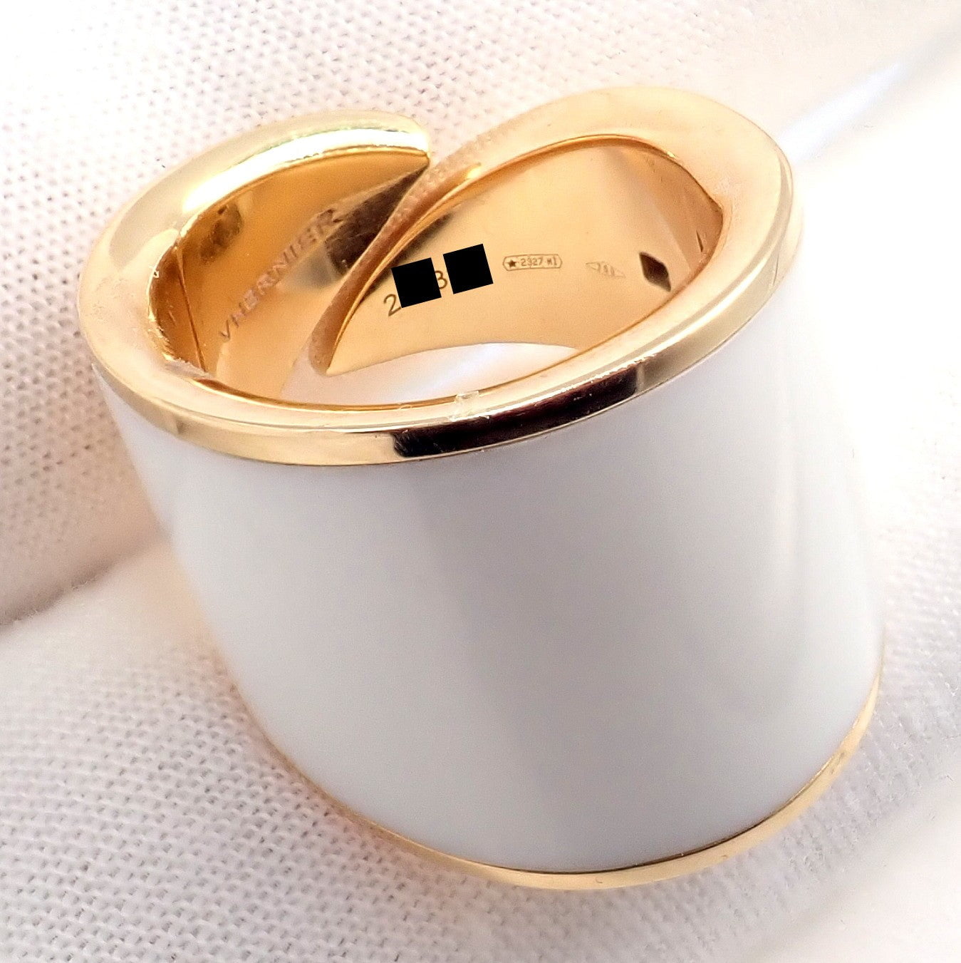 Rare! Vhernier 18k Rose Gold Vague Crossover Camuration Cacholong Ring sz 6 | Fortrove