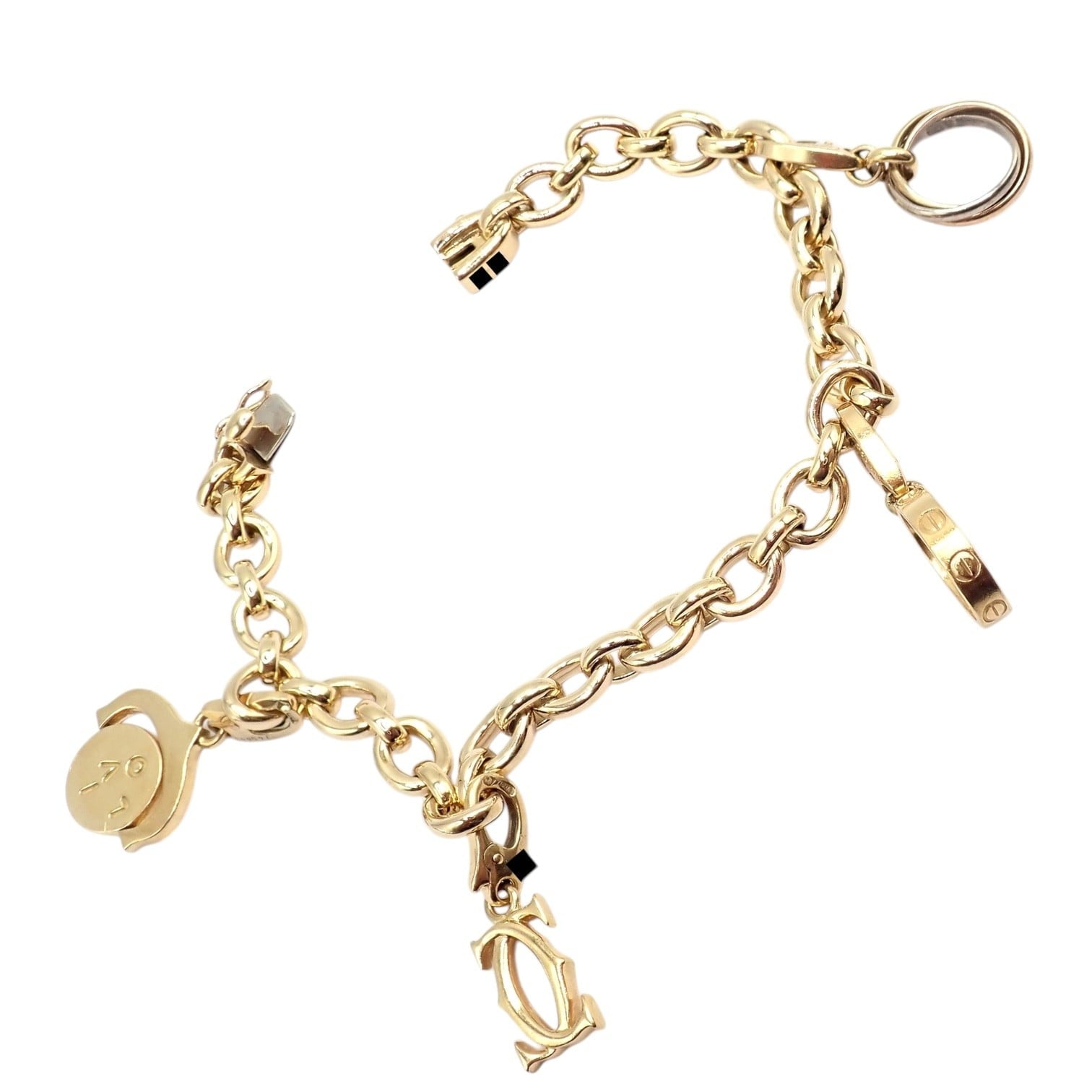 Authentic Cartier 18k Yellow Gold LOVE Trinity Double C Charm Link Bracelet 1995 | Fortrove