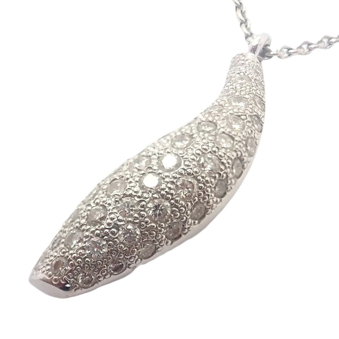 Authentic! Tiffany & Co 18k White Gold Frank Gehry Diamond Fish Necklace | Fortrove