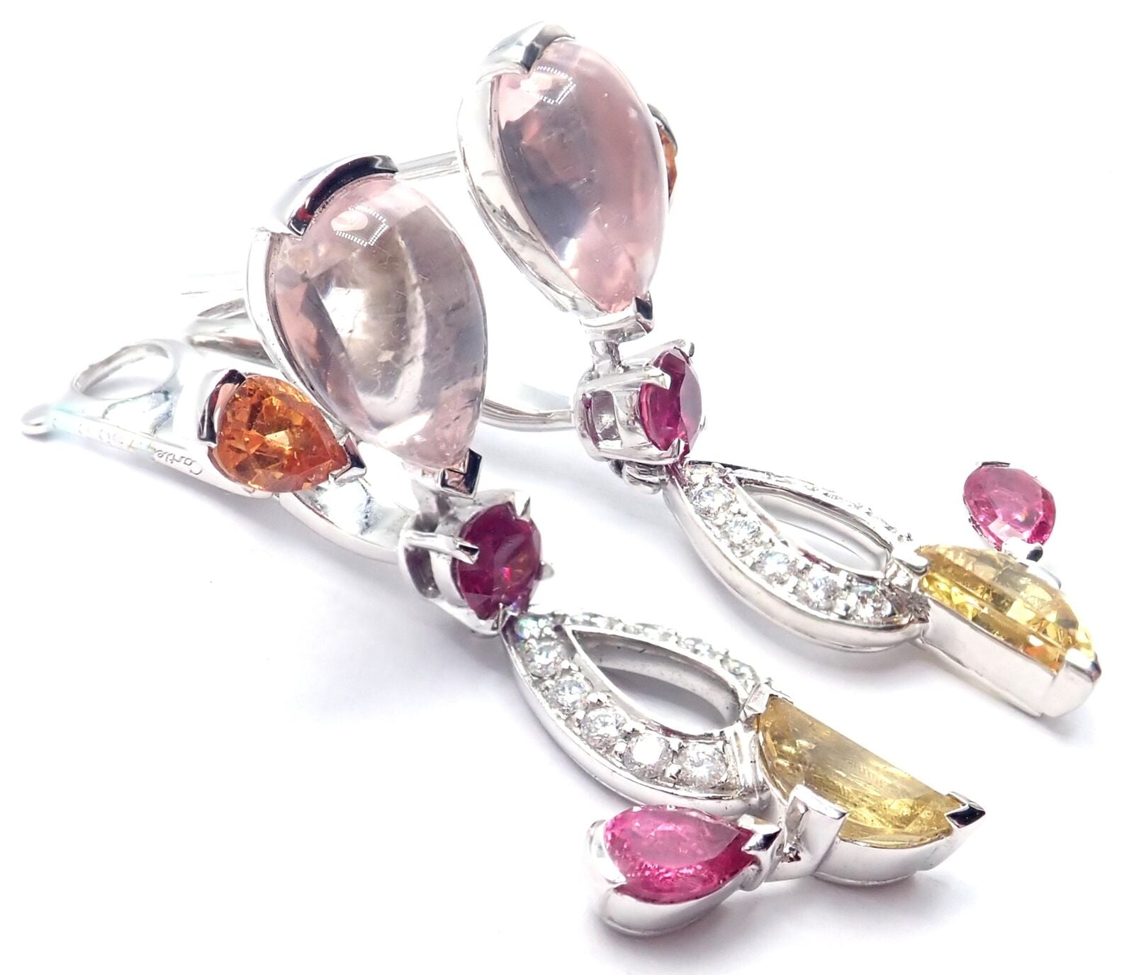 Cartier Jewelry & Watches:Fine Jewelry:Earrings Authentic! Cartier Meli Melo 18k White Gold Diamond Sapphire Tourmaline Earrings