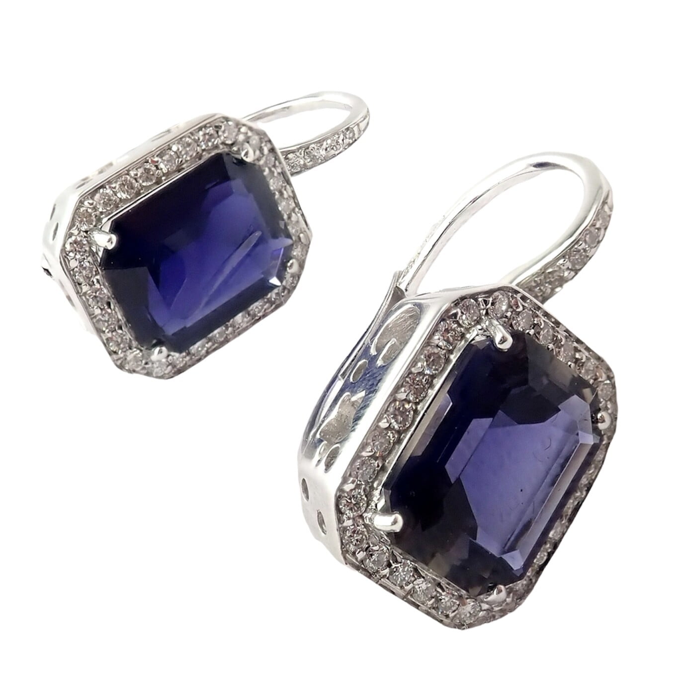 Pasquale Bruni Jewelry & Watches:Fine Jewelry:Earrings Authentic! Pasquale Bruni 18k White Gold Iolite Diamond Earrings