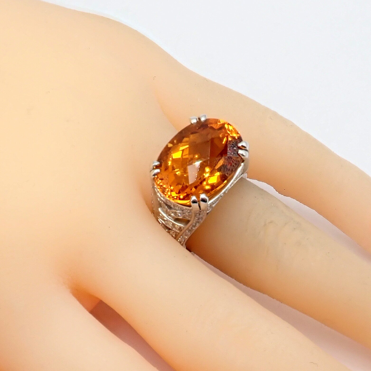 Kieselstein Cord Platinum 2.5ct Diamond Golden Citrine Cockatil Ring 1999 sz 6.5 | Fortrove