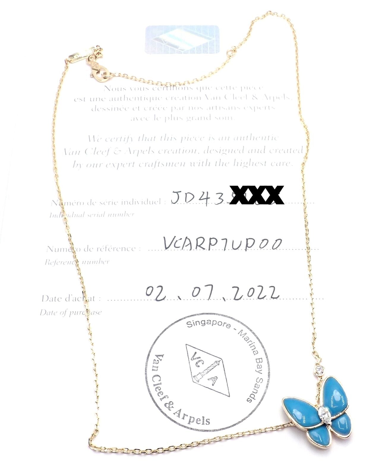 Van Cleef & Arpels Jewelry & Watches:Fine Jewelry:Necklaces & Pendants Van Cleef & Arpels 18k Gold Diamond Turquoise Butterfly Pendant Necklace Cert.