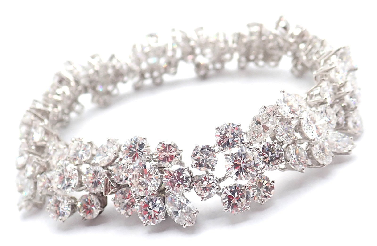 Authentic! Vintage Bvlgari Bulgari Platinum 38ct Diamond Floral Bracelet Paper | Fortrove