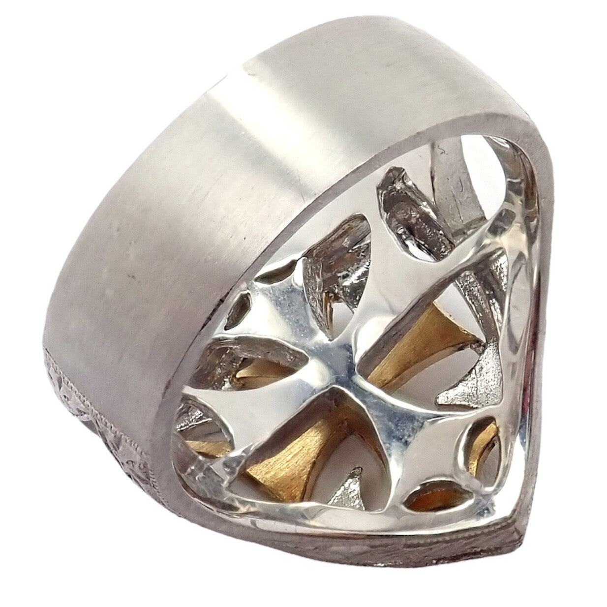 Authentic Loree Rodkin 18k White Yellow Gold Diamond Cross Shield Crest Ring | Fortrove