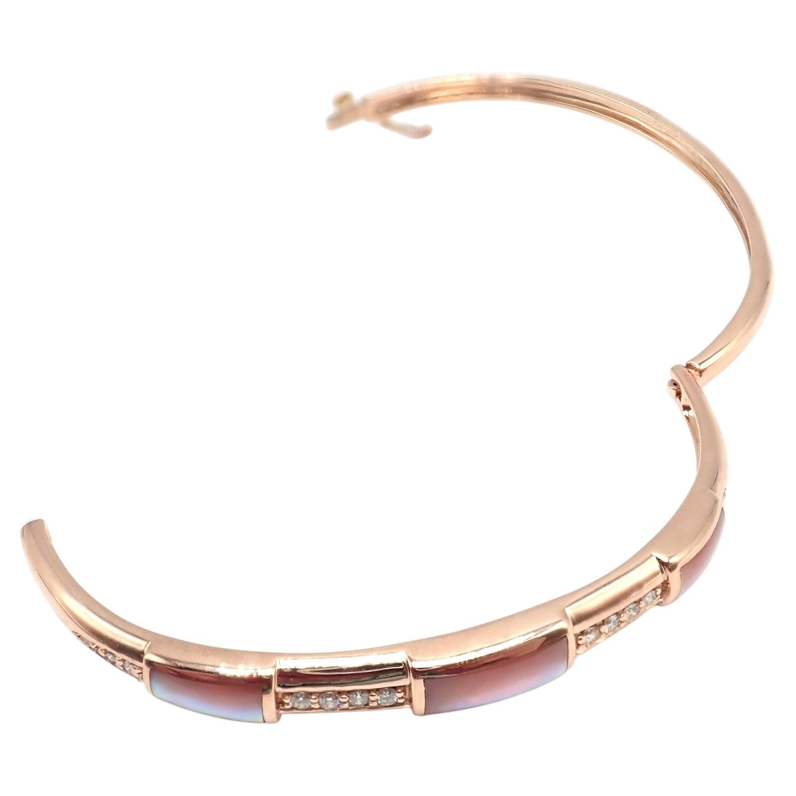 Authentic! Kabana 14k Rose Gold Diamond Mother of Pearl Bangle Bracelet | Fortrove