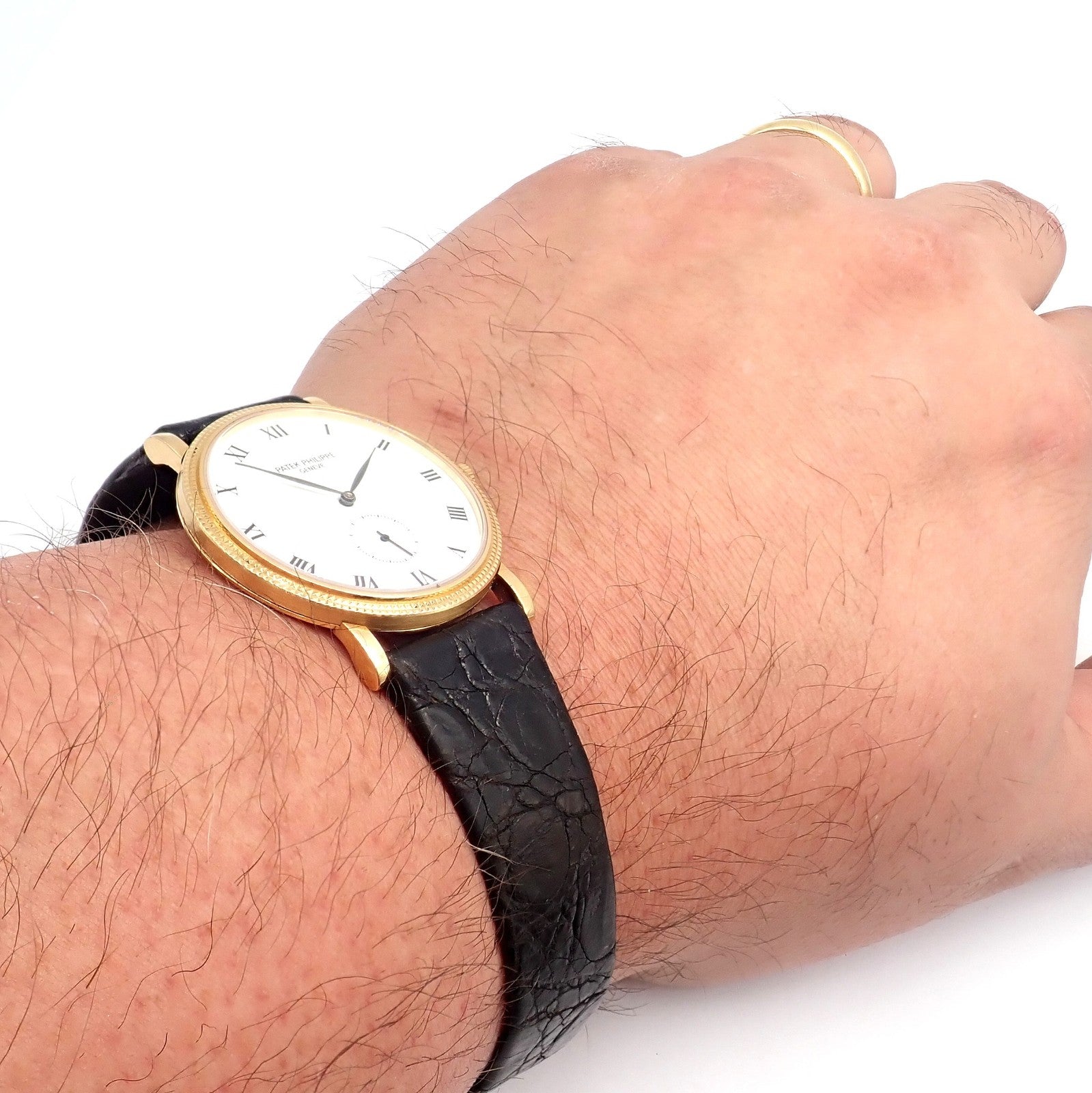 Patek Philippe 18k Yellow Gold Calatrava Manual Wind Roman Dial Watch | Fortrove