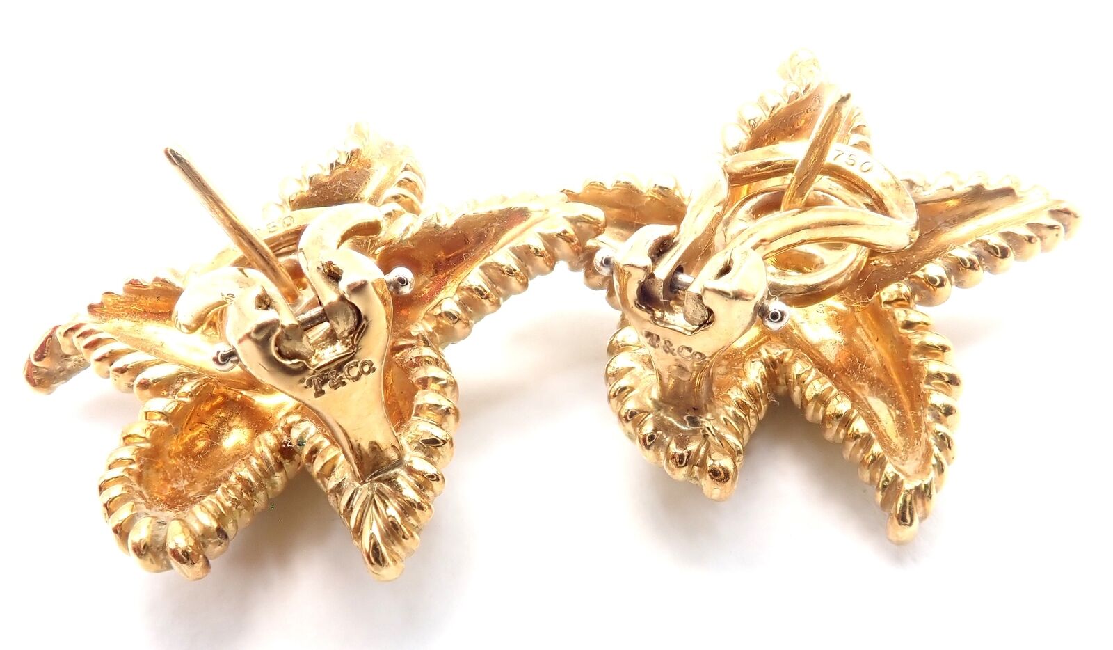 Authentic! Vintage Tiffany & Co Starfish 18k Yellow Gold Large Earrings | Fortrove