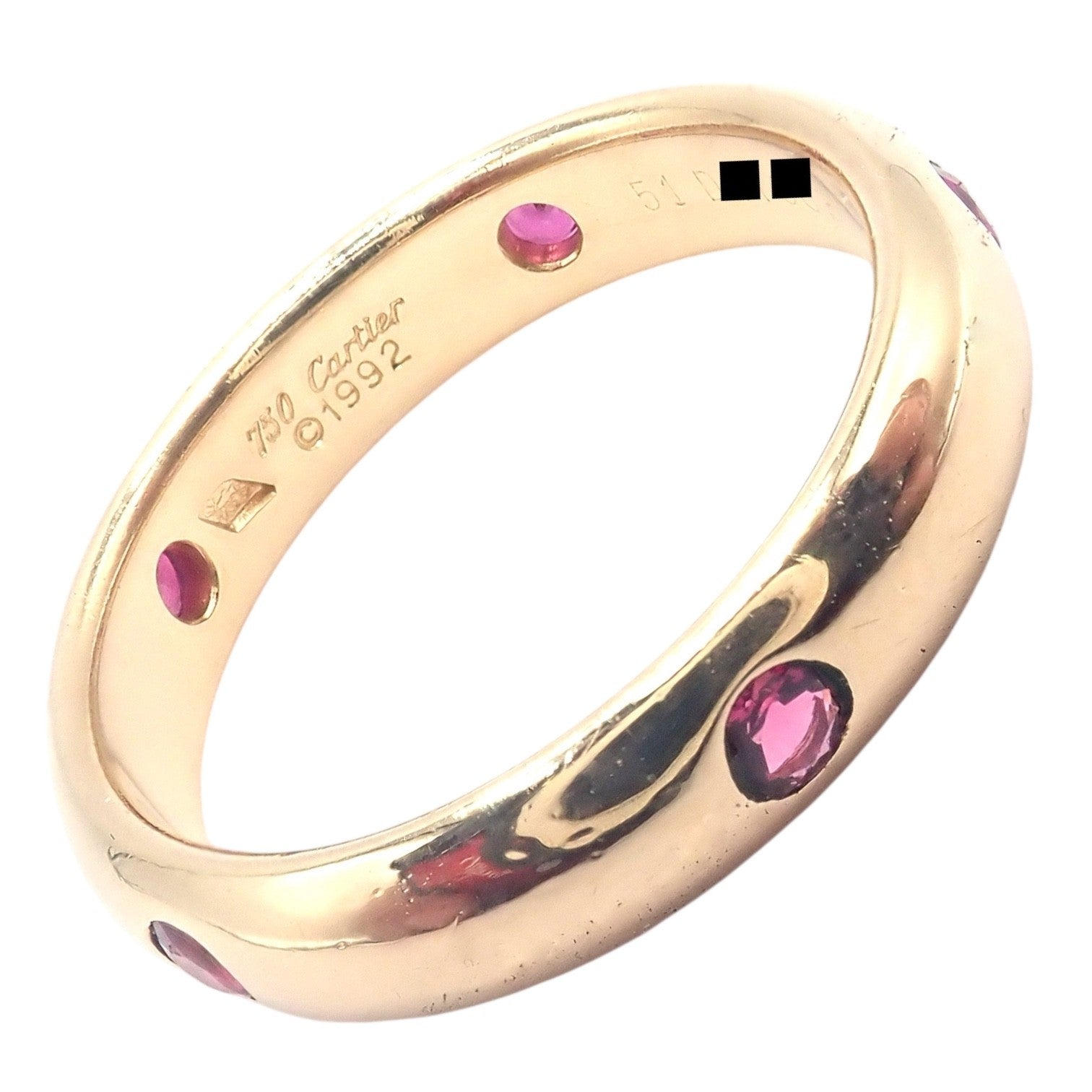 Authentic! Cartier Stella 18k Rose Gold Ruby Band Ring Size 51 | Fortrove