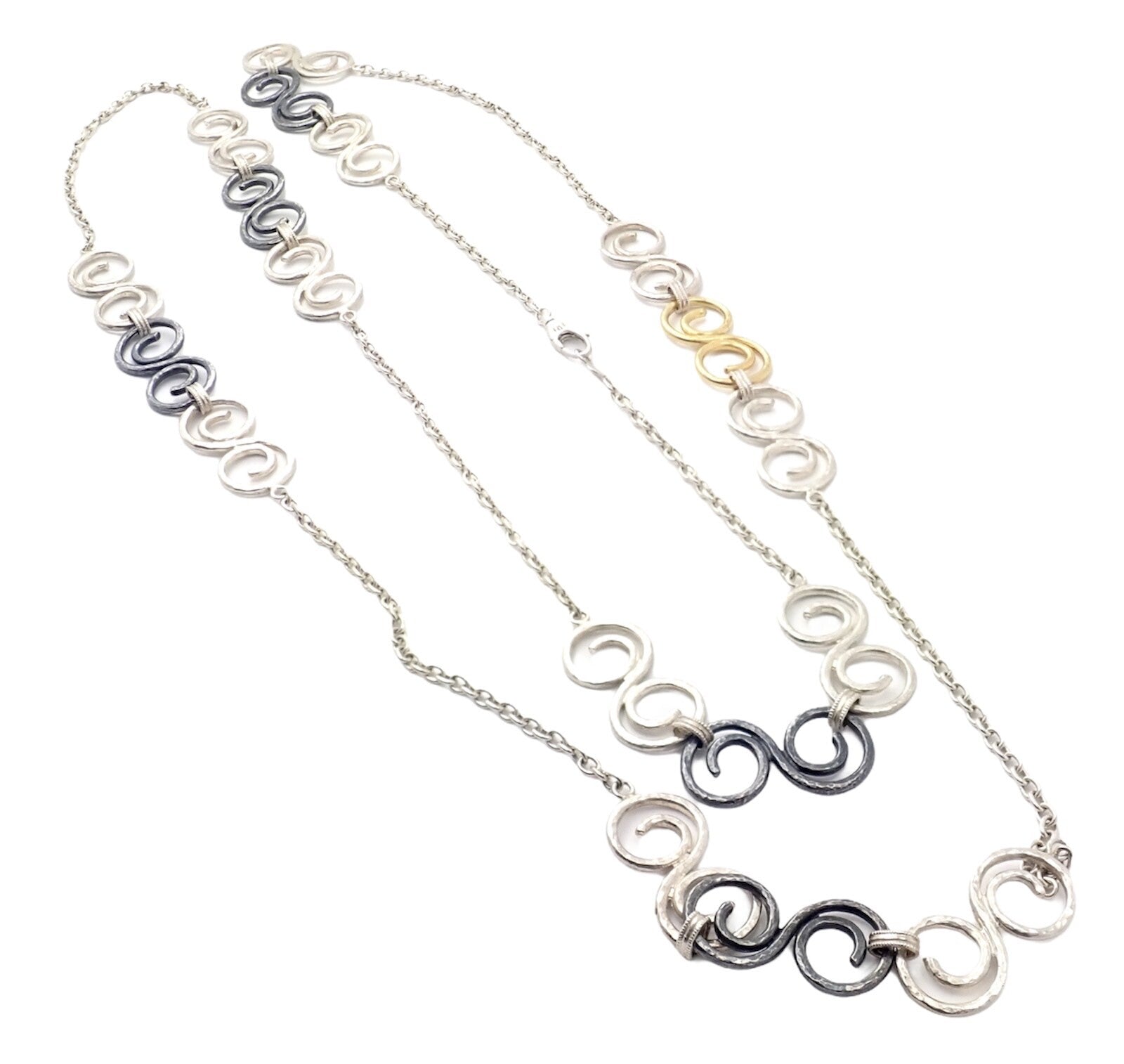 Authentic Gurhan 24k Yellow Gold Sterling Silver Long Curl Necklace 46" | Fortrove
