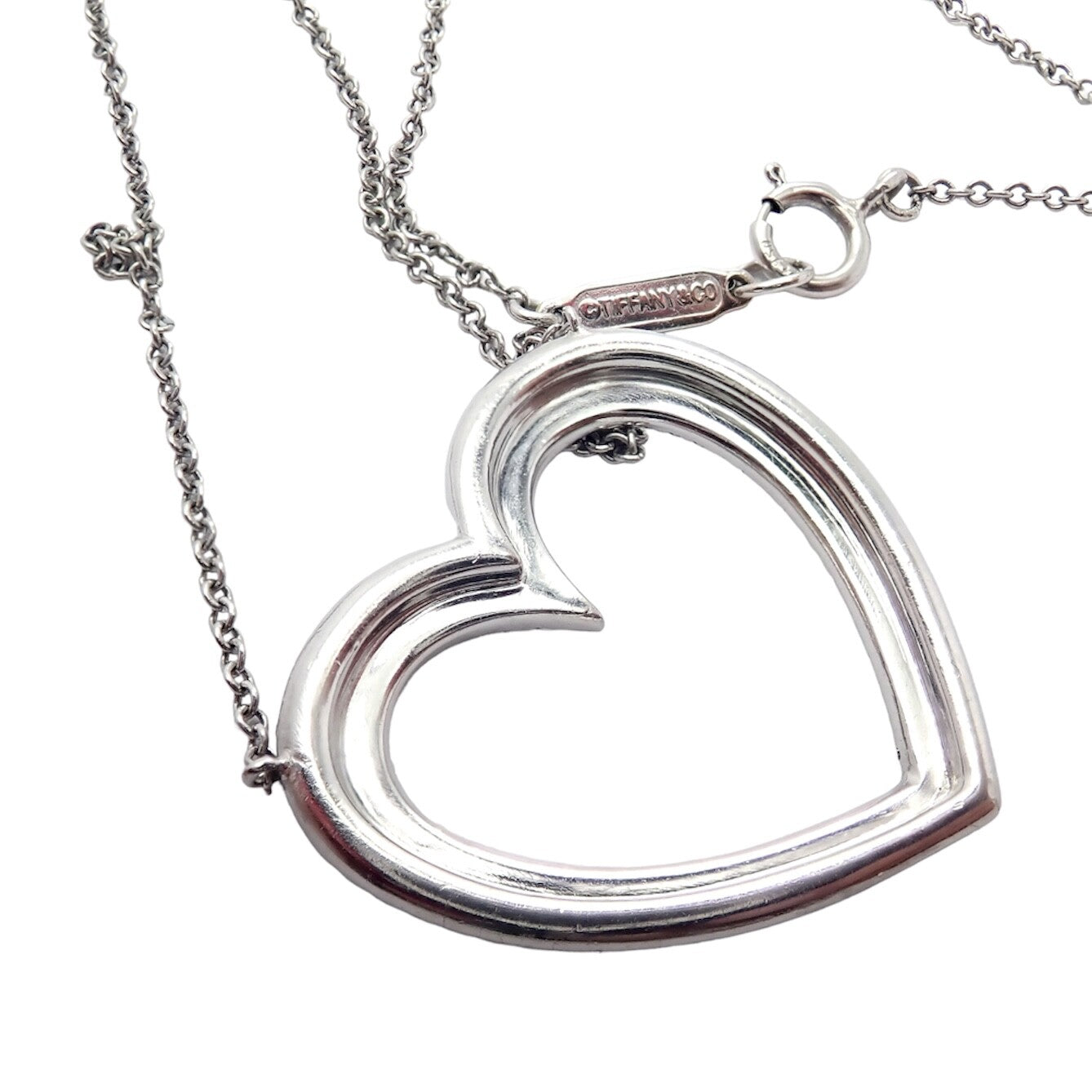 Tiffany & Co Platinum Diamond Heart Double Metro Medium Pendant Necklace | Fortrove