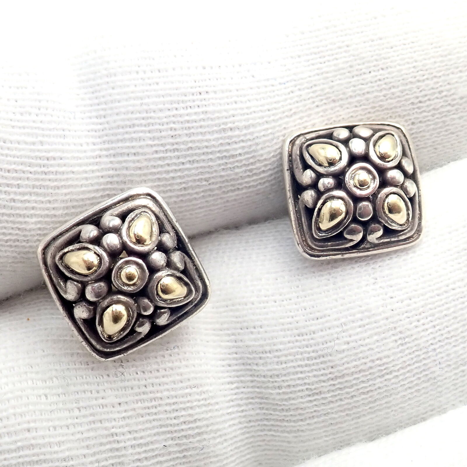 John Hardy Jewelry & Watches:Fine Jewelry:Earrings John Hardy JH Silver 18k Yellow Gold Jaisalmer Classic Dot Stud Earrings