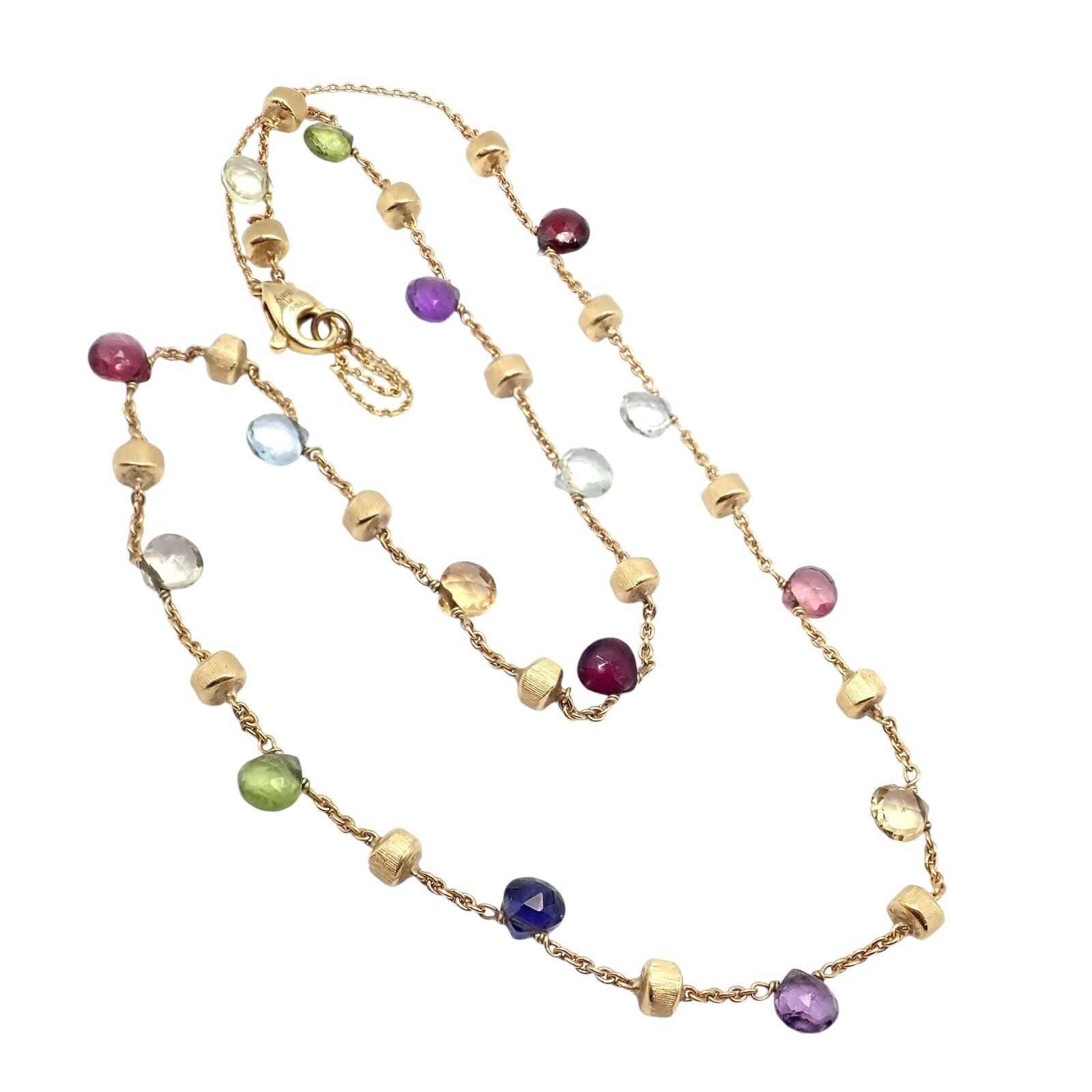 Authentic! Marco Bicego 18k Yellow Gold Multicolor Stones Paradise Necklace | Fortrove