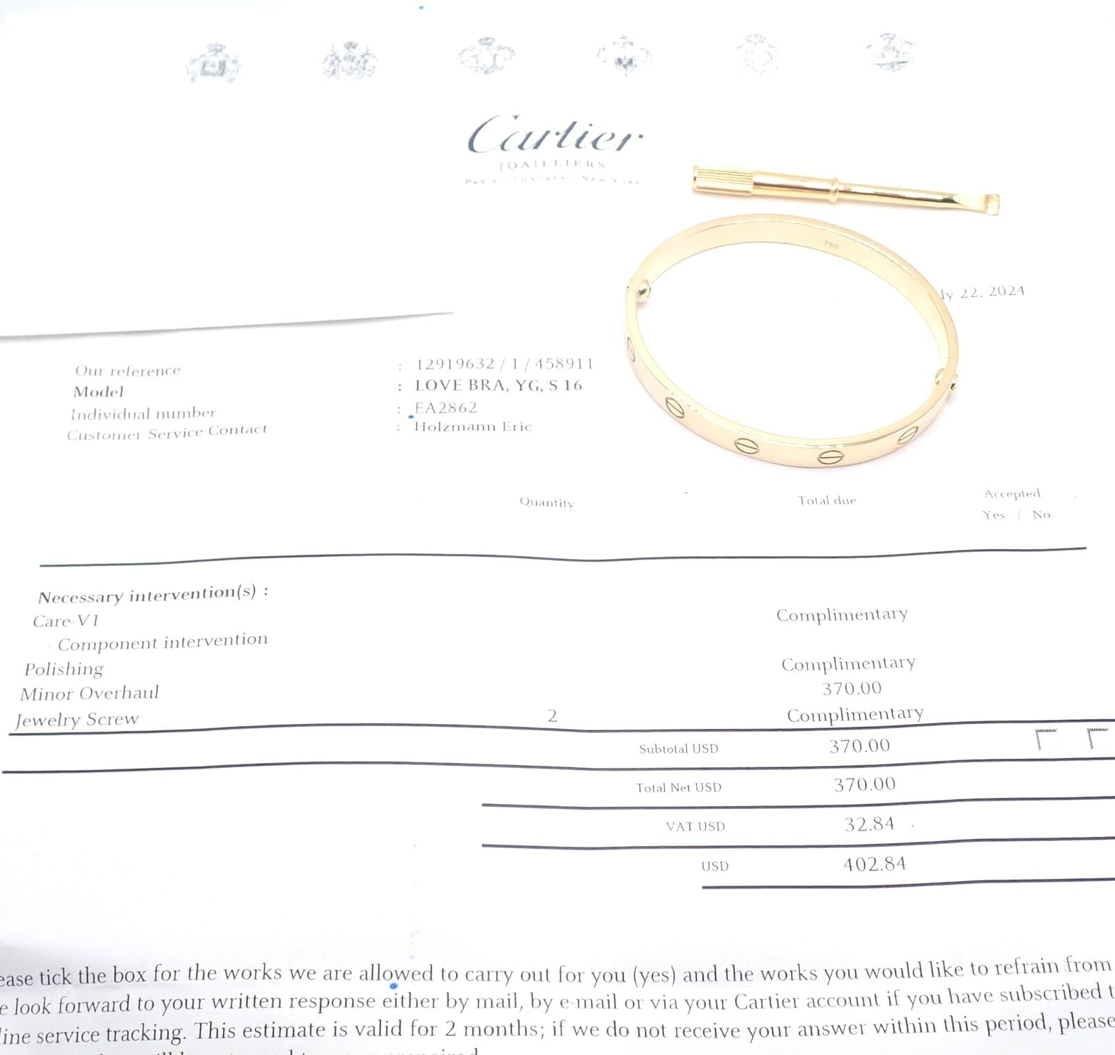 Authentic! Cartier 18k Yellow Gold Love Bangle Bracelet Size 16 Paper | Fortrove