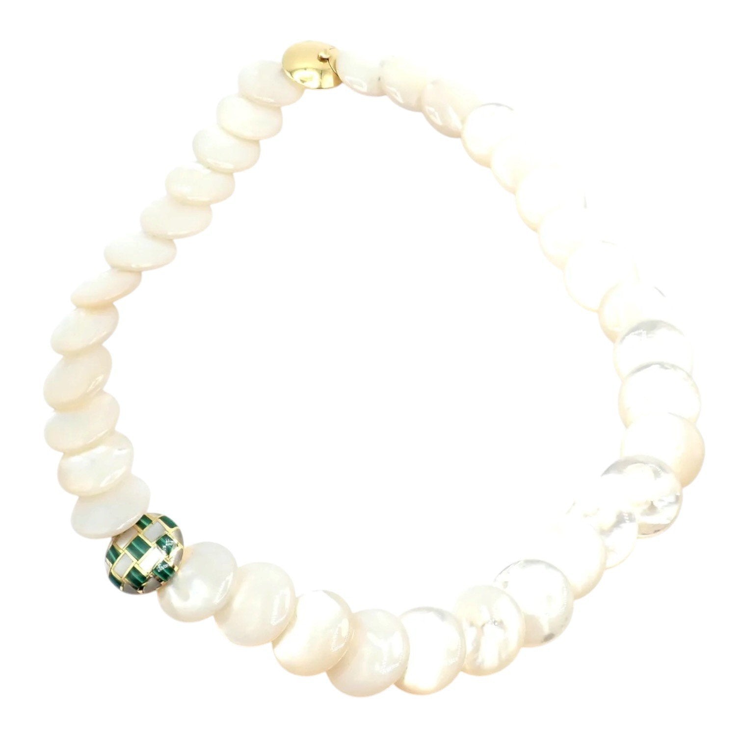 Tiffany & Co. Jewelry & Watches:Fine Jewelry:Necklaces & Pendants Tiffany & Co Cummings 18k Yellow Gold Mother Of Pearl Malachite Inlaid Necklace
