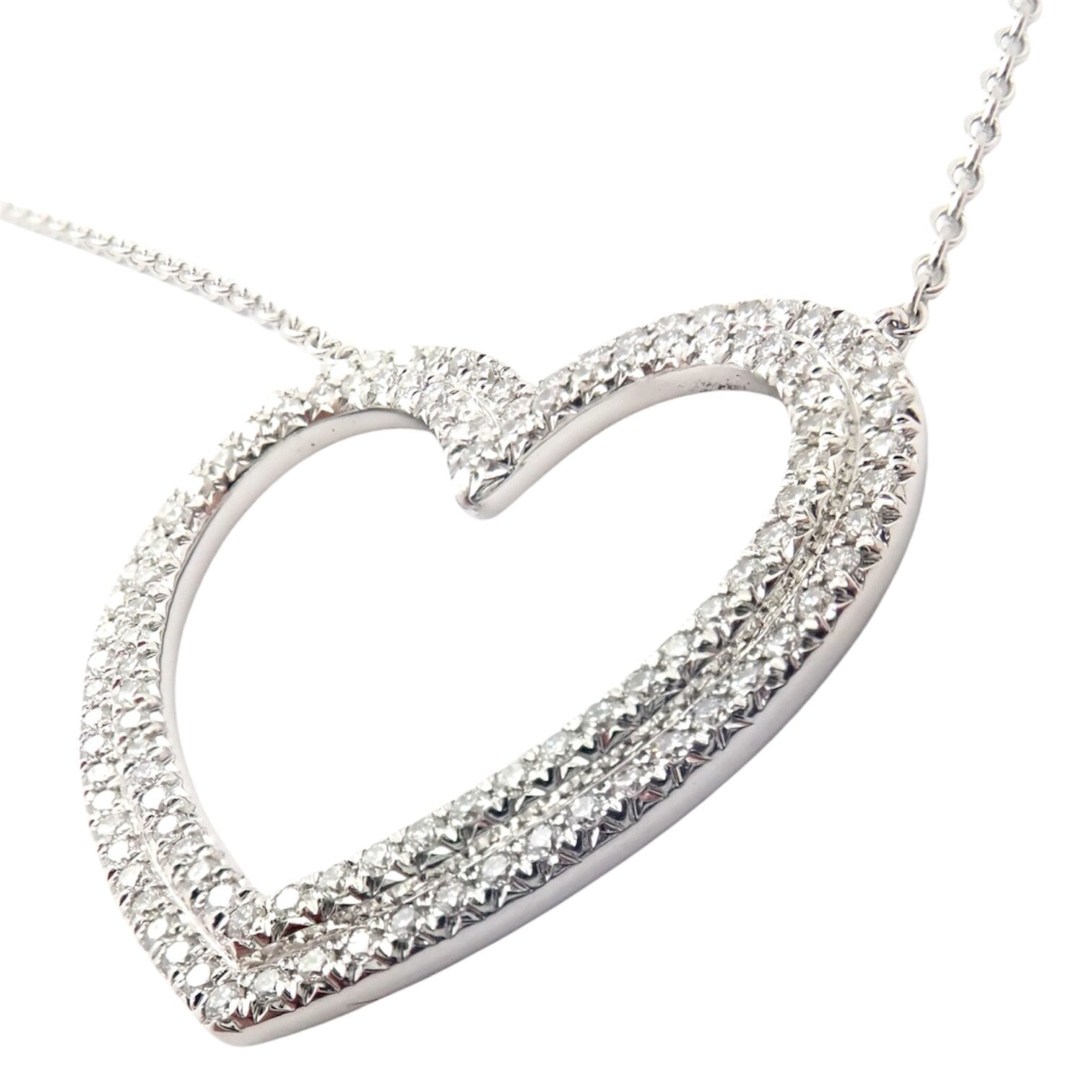 Tiffany & Co. Jewelry & Watches:Fine Jewelry:Necklaces & Pendants Authentic! Tiffany & Co Platinum Diamond Heart Double Metro Pendant Necklace