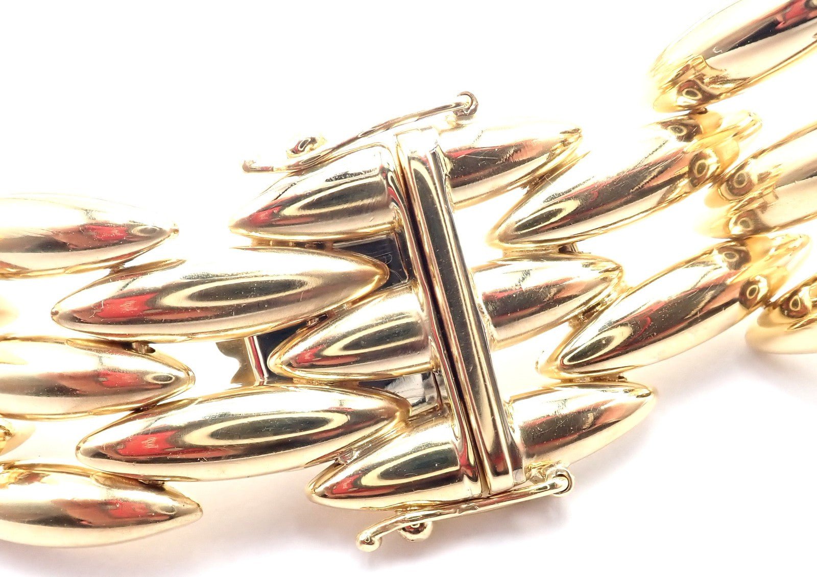 Authentic Cartier Five-Row 18k Yellow Gold Gentiane Rice Wide Link Necklace Cert | Fortrove