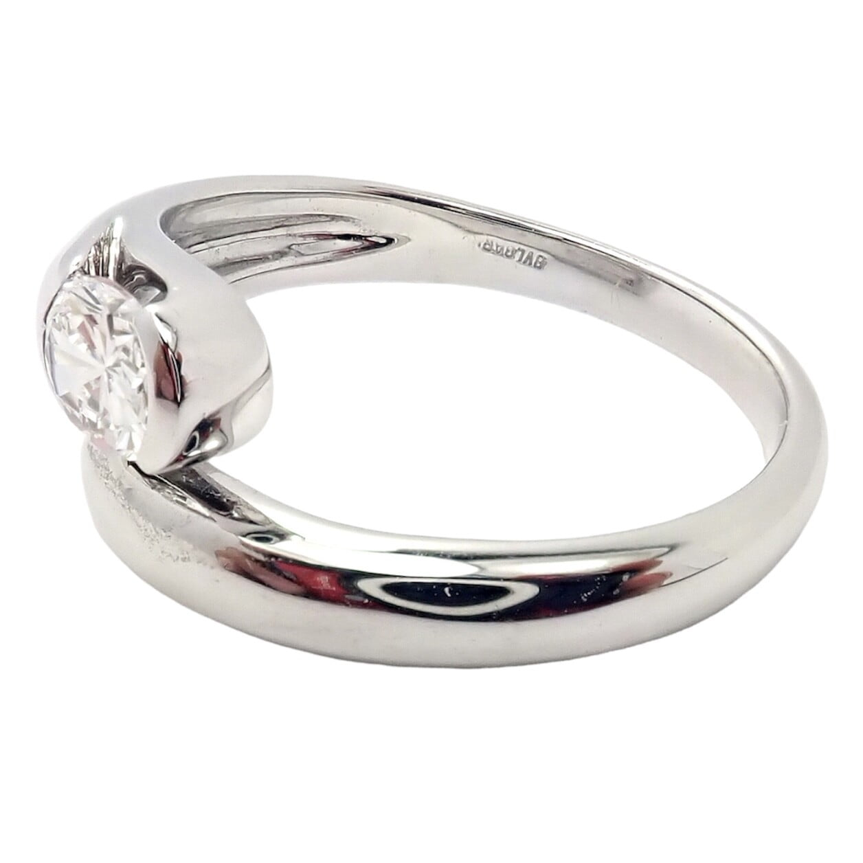 Authentic! Bulgari Bvlgari 18k White Gold Diamond Bypass Band Ring | Fortrove