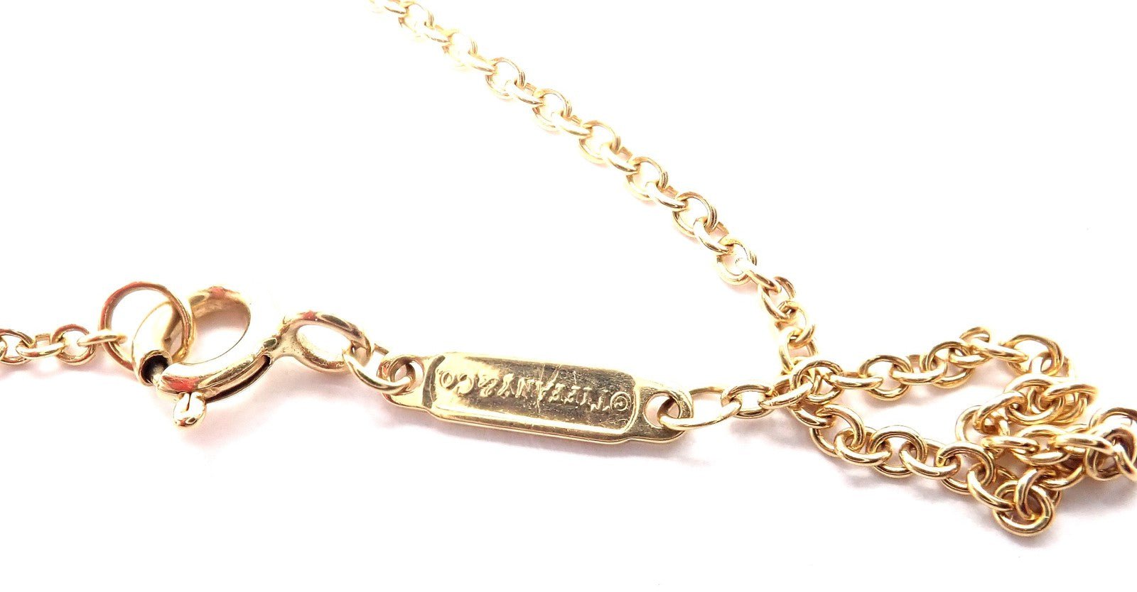 Authentic! Tiffany & Co 18k Yellow Gold Hardware Diamond Ball Pendant Necklace | Fortrove