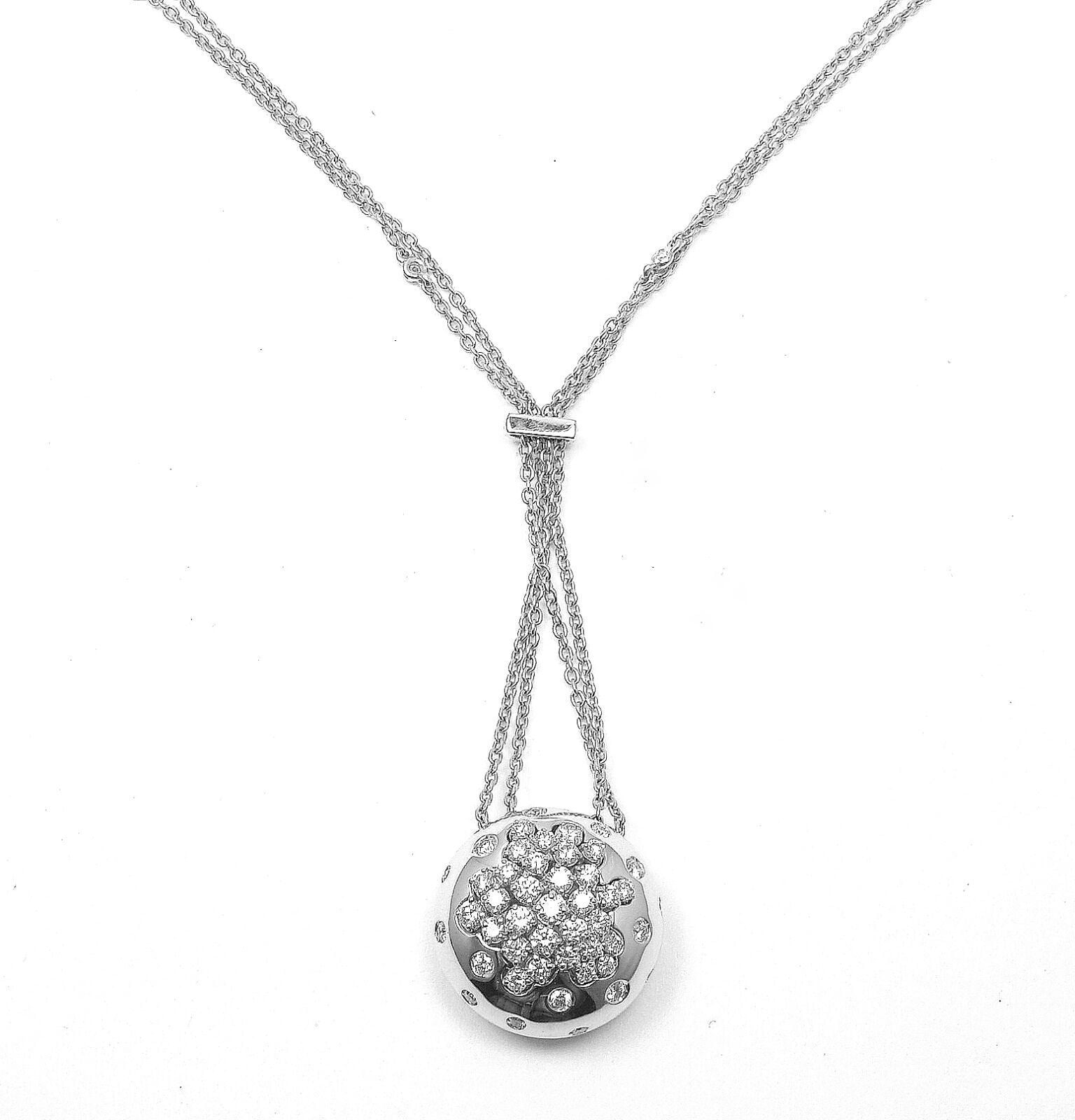 Damiani Jewelry & Watches:Fine Jewelry:Necklaces & Pendants Authentic Damiani 18k White Gold Diamond Drop Cluster Pendant Necklace