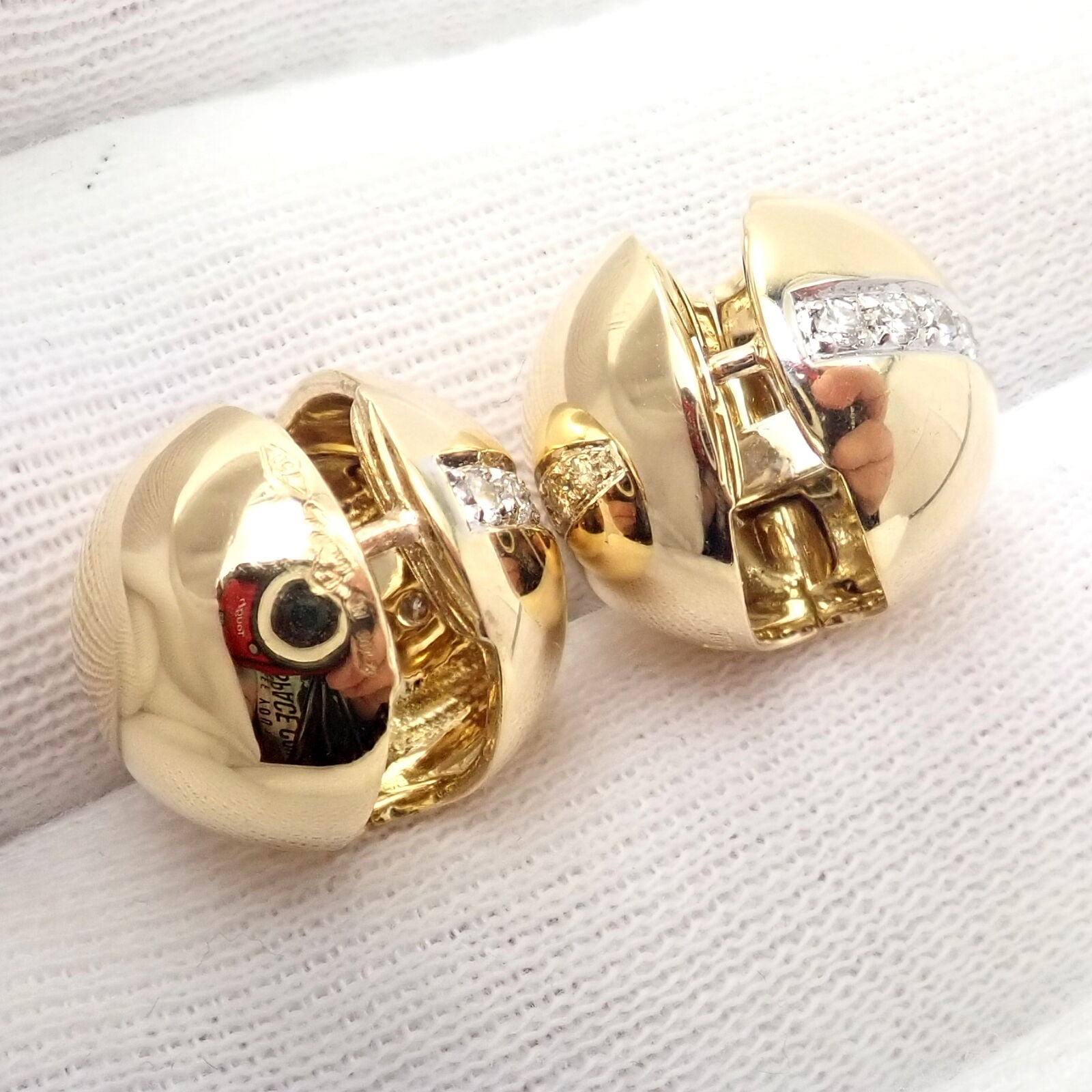 Pomellato Jewelry & Watches:Fine Jewelry:Earrings Rare! Authentic Pomellato 18k Yellow Gold Diamond Globe Hug Earrings