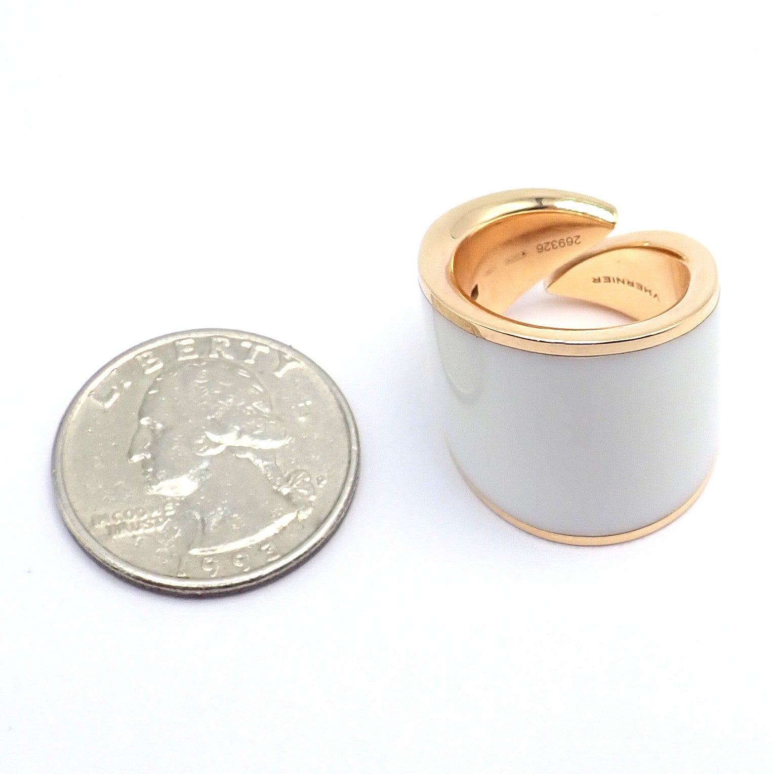 Rare! Vhernier 18k Rose Gold Vague Crossover Camuration Cacholong Ring sz 6 | Fortrove