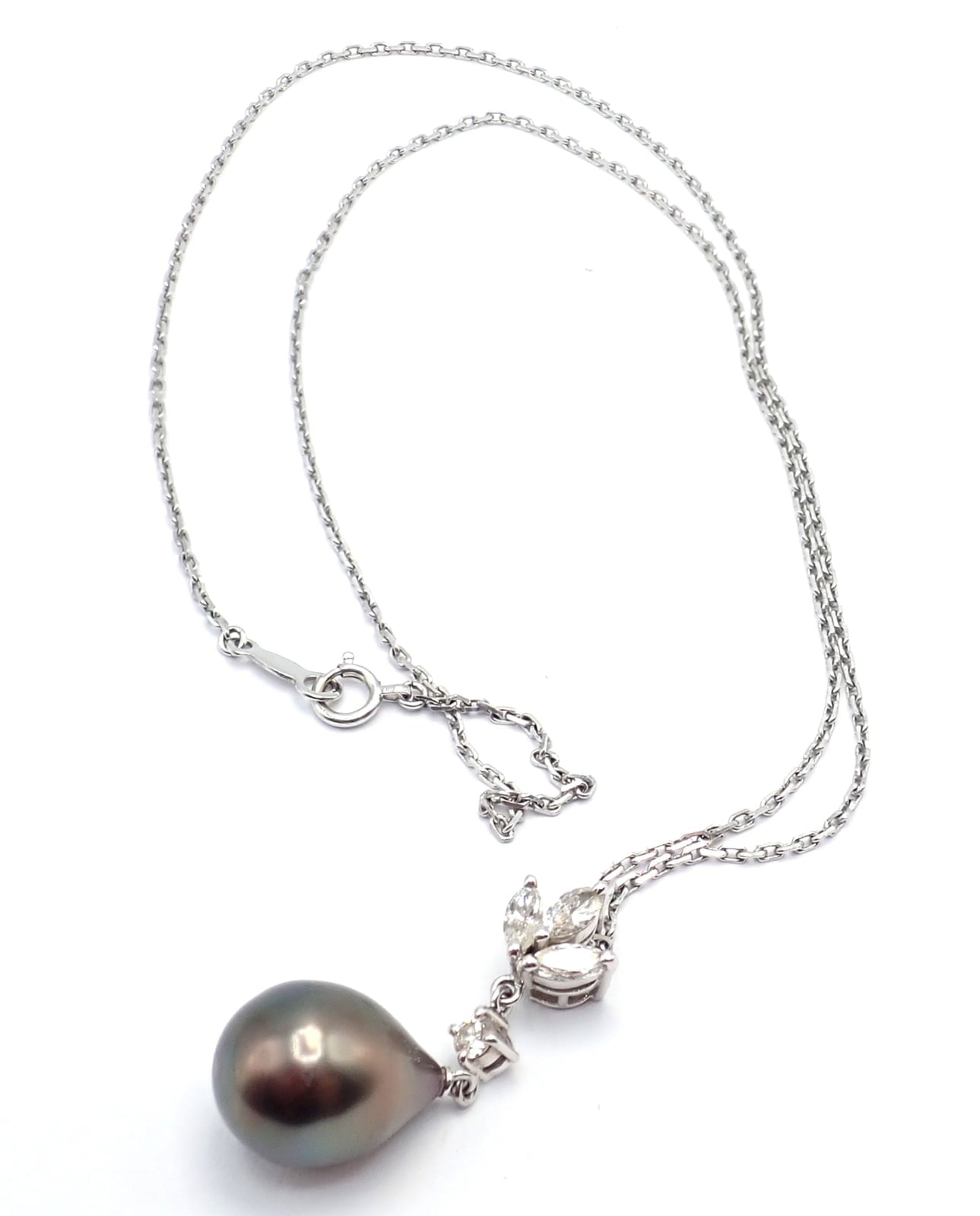 Mikimoto Jewelry & Watches:Fine Jewelry:Necklaces & Pendants Authentic! Mikimoto 18k White Gold Tahitian Pearl Diamond Pendant Necklace
