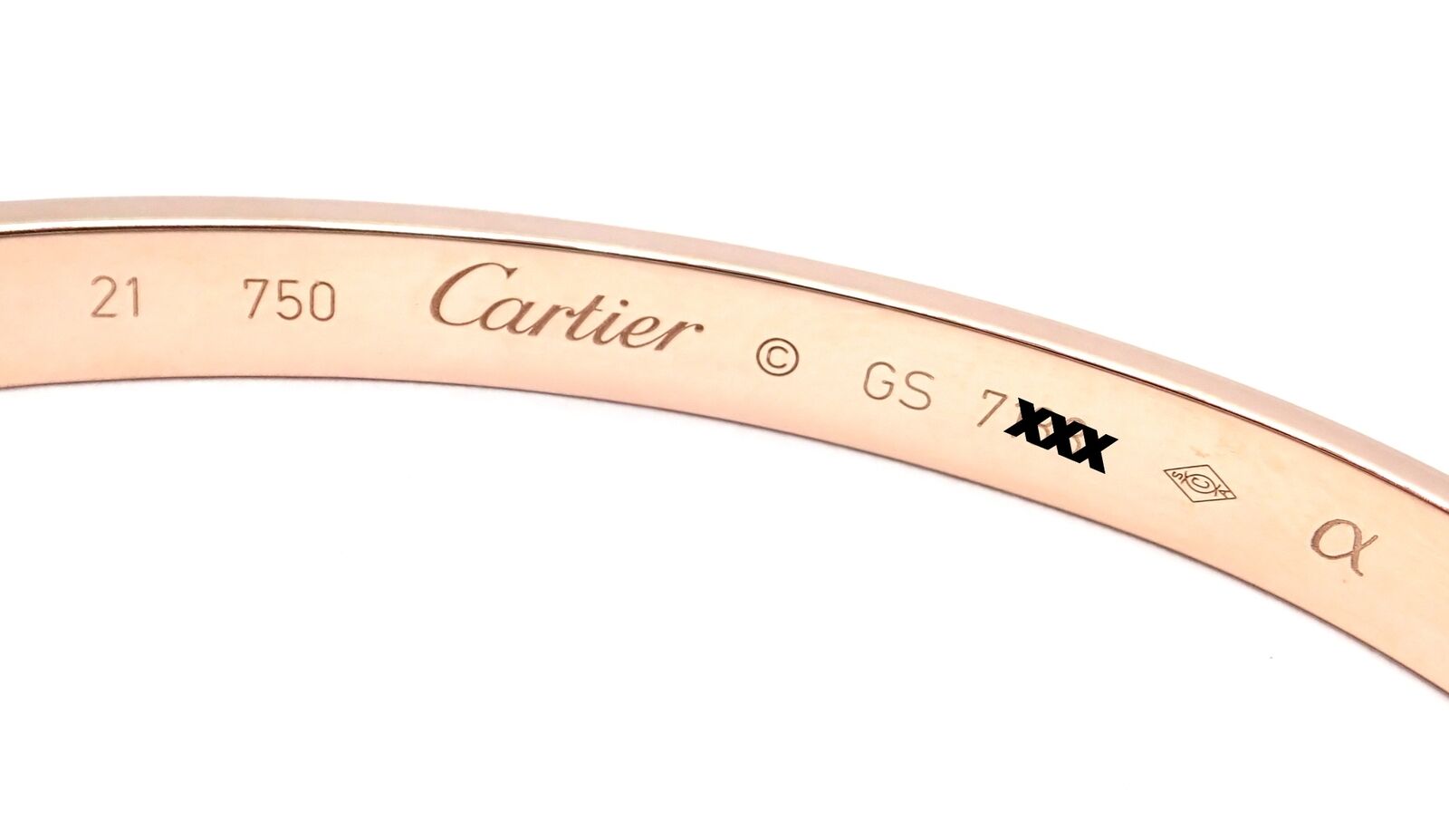 Authentic! Cartier 18k Rose Gold Love Bangle Bracelet Size 21 Paper | Fortrove