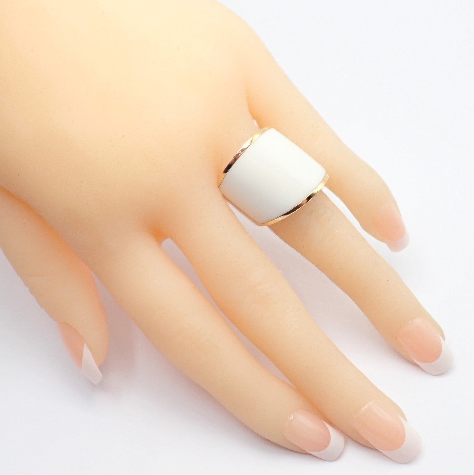 Rare! Vhernier 18k Rose Gold Vague Crossover Camuration Cacholong Ring sz 6 | Fortrove