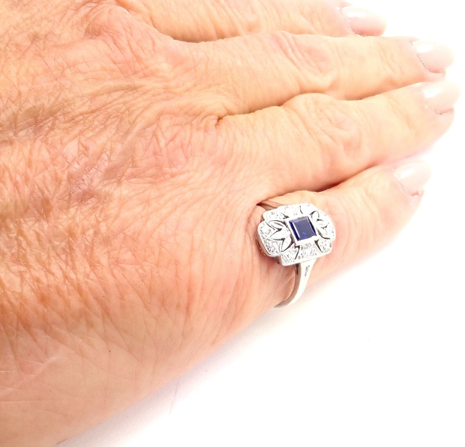 Vintage! Authentic Tiffany & Co Irid Platinum Diamond Sapphire Cocktail Ring | Fortrove