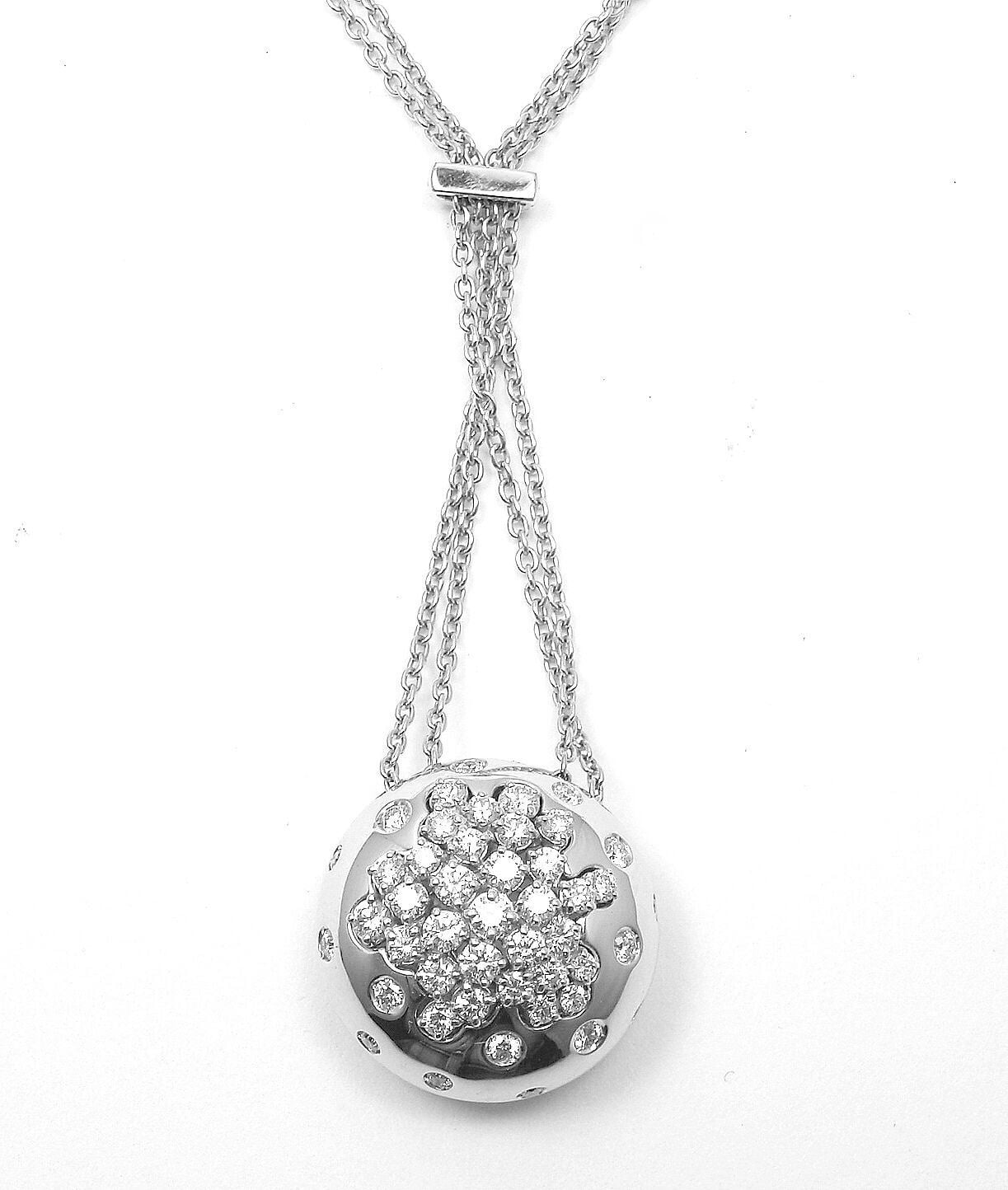 Damiani Jewelry & Watches:Fine Jewelry:Necklaces & Pendants Authentic Damiani 18k White Gold Diamond Drop Cluster Pendant Necklace