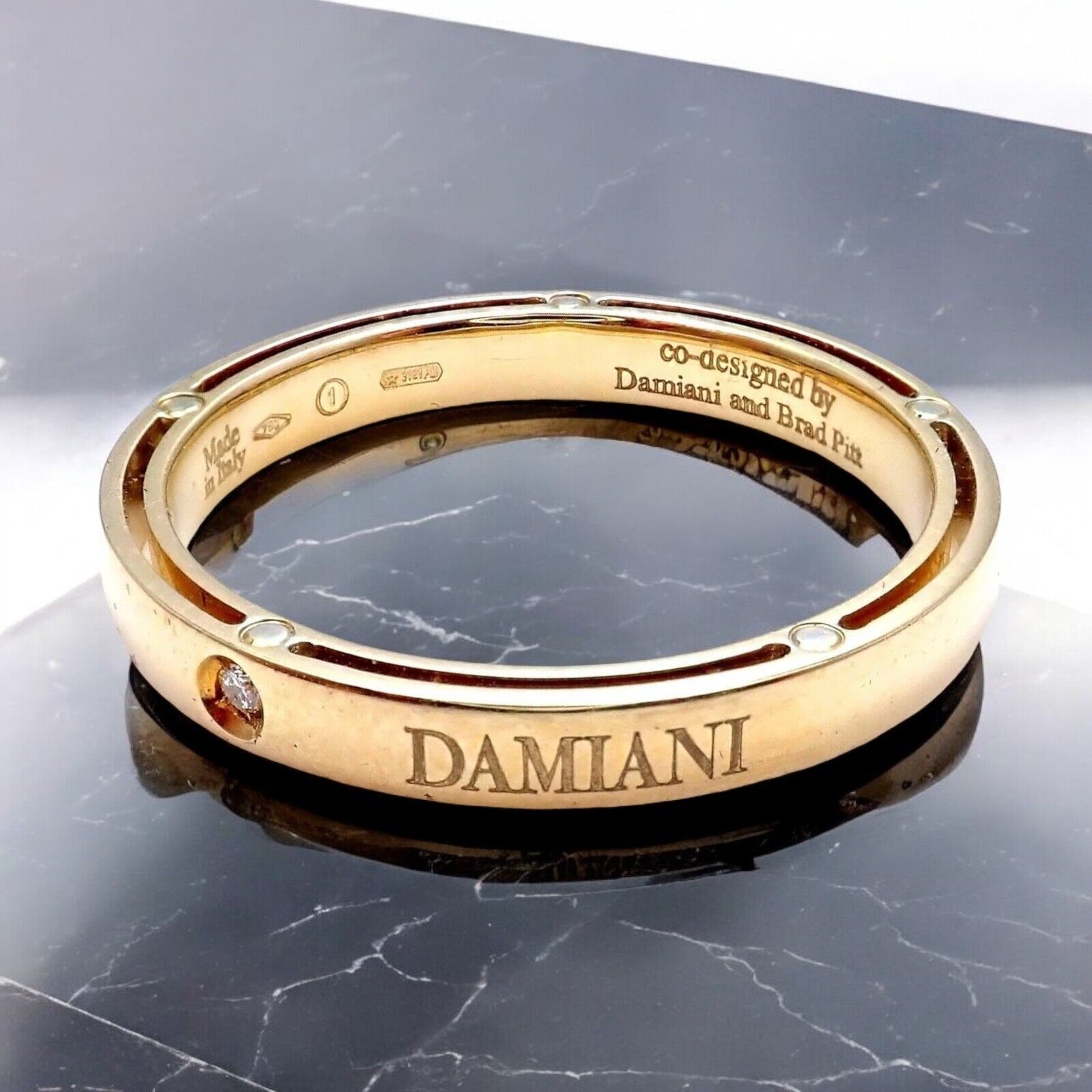 New! Authentic Damiani Brad Pitt 18k Yellow Gold Diamond 3mm Band Ring Sz 10.5 | Fortrove