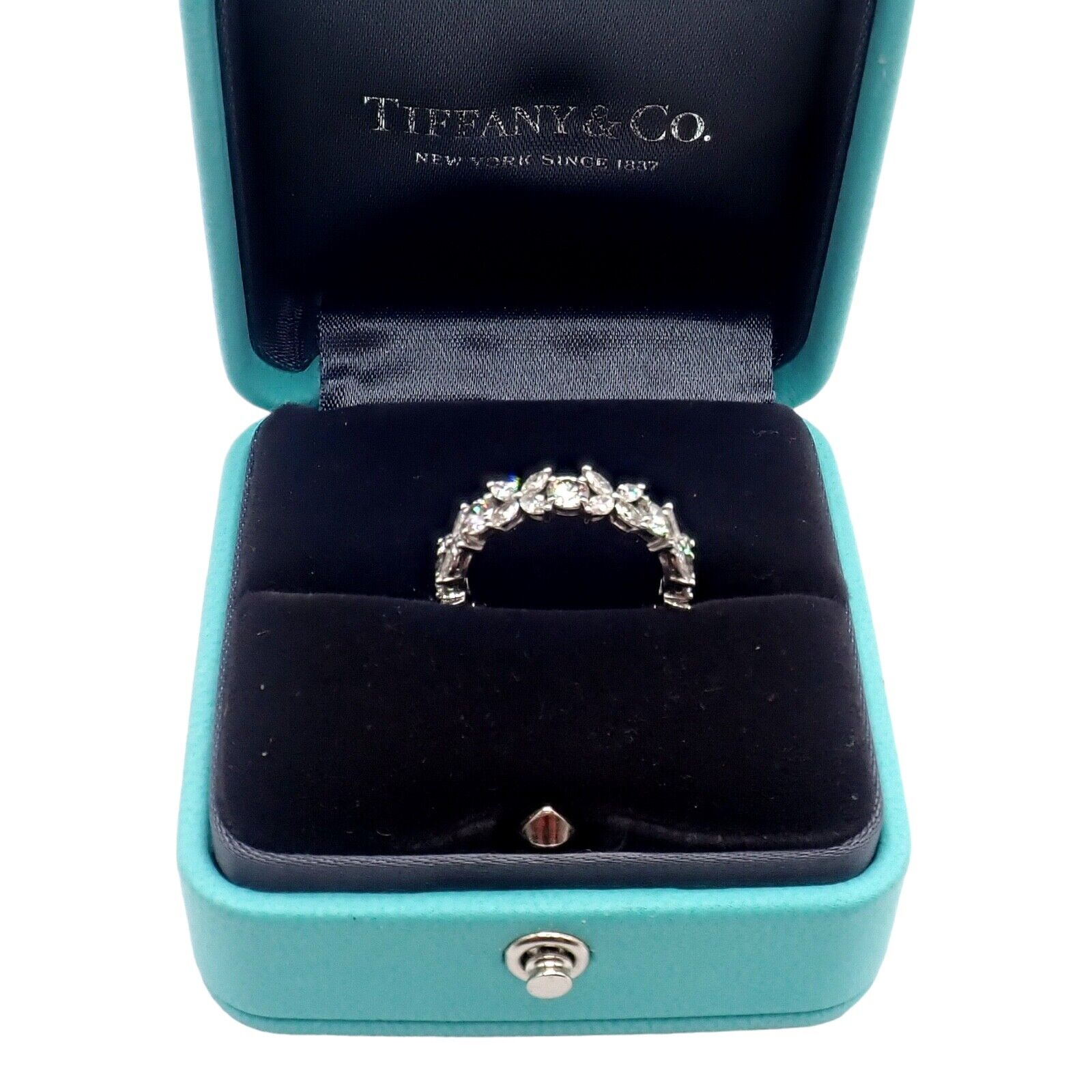 Tiffany & Co Platinum Alternating 1.93ct Diamond Victoria Band Ring sz 6 | Fortrove