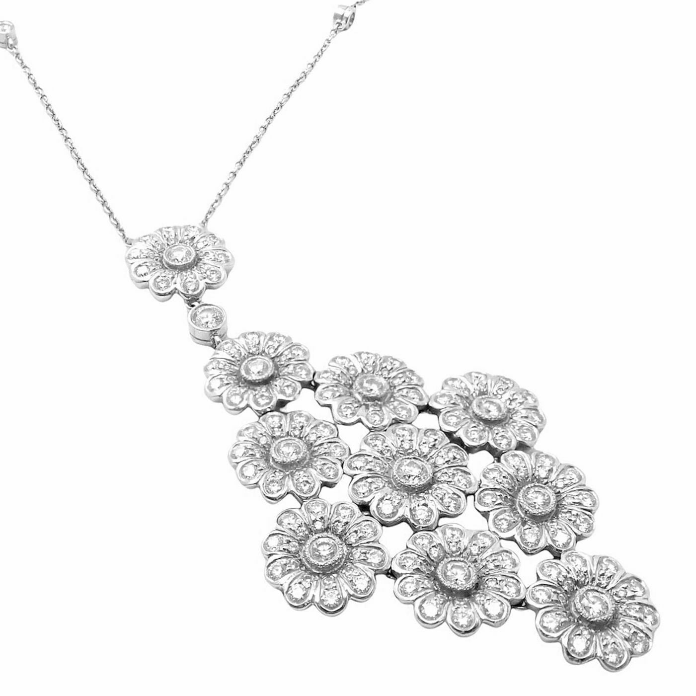 Tiffany & Co. Jewelry & Watches:Fine Jewelry:Necklaces & Pendants Authentic! Tiffany & Co Platinum Diamond Large Daisy Flower Pendant Necklace