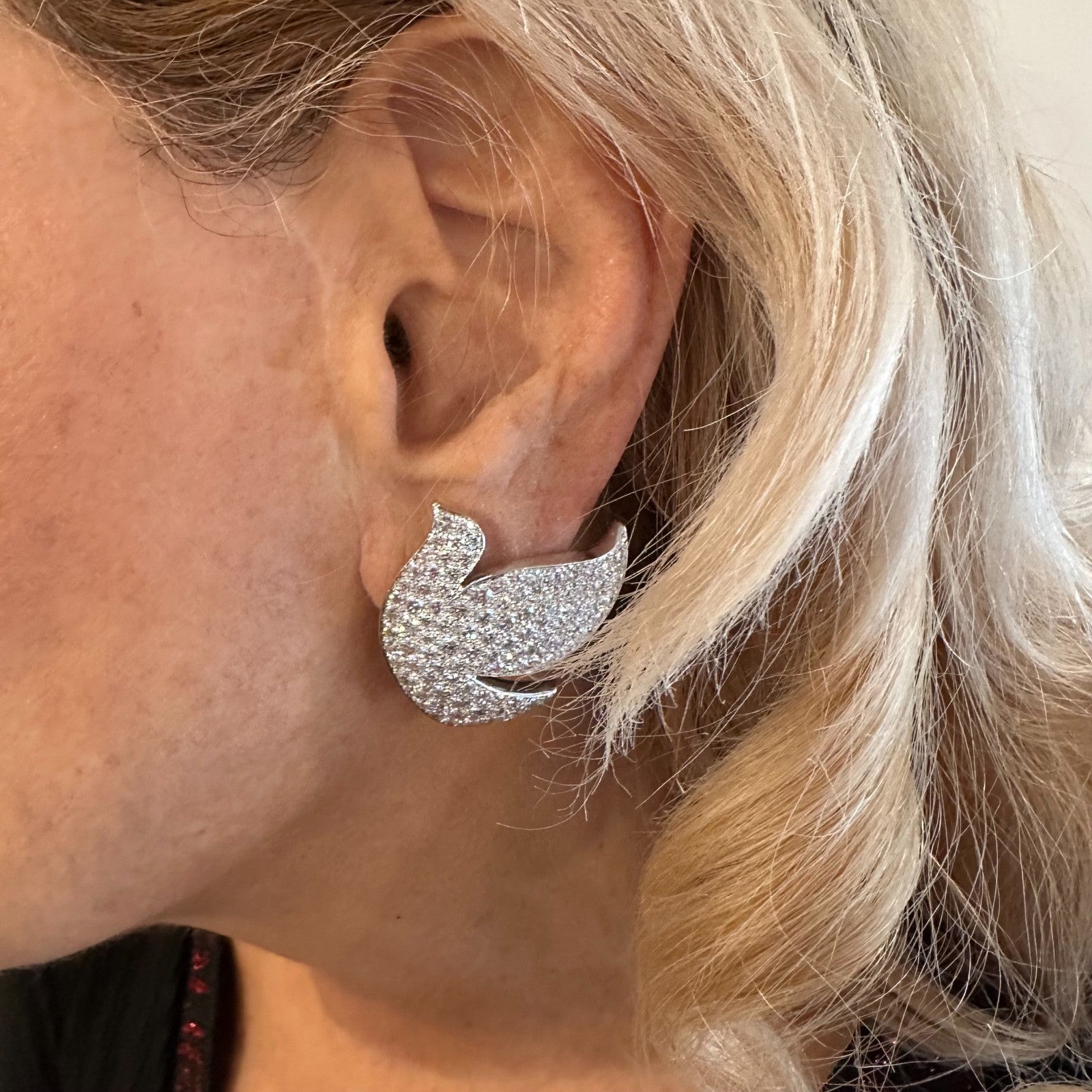 Authentic! Cartier Colombe Dove Of Peace 18k White Gold Diamond Earrings Paper | Fortrove