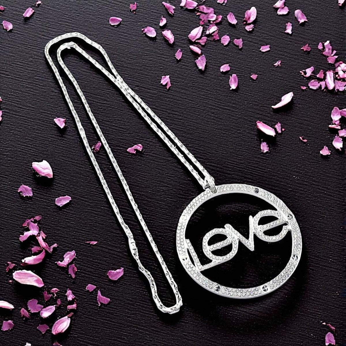 Authentic! Cartier 18k White Gold Diamond Ceramic Large Love Pendant Necklace | Fortrove